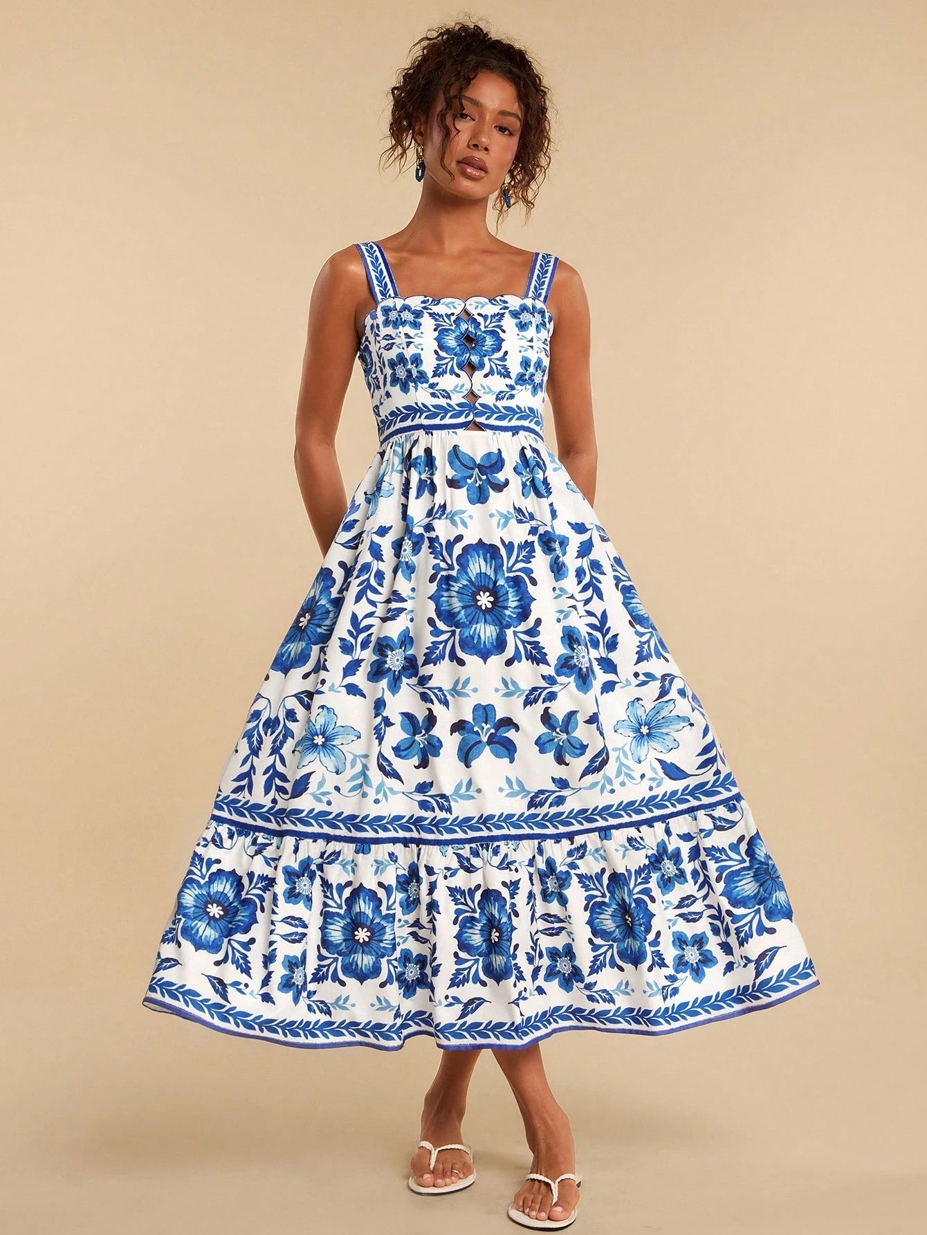 Travachic White And Blue Floral,Summer,Boho,Holiday,Tea Party,Holiday