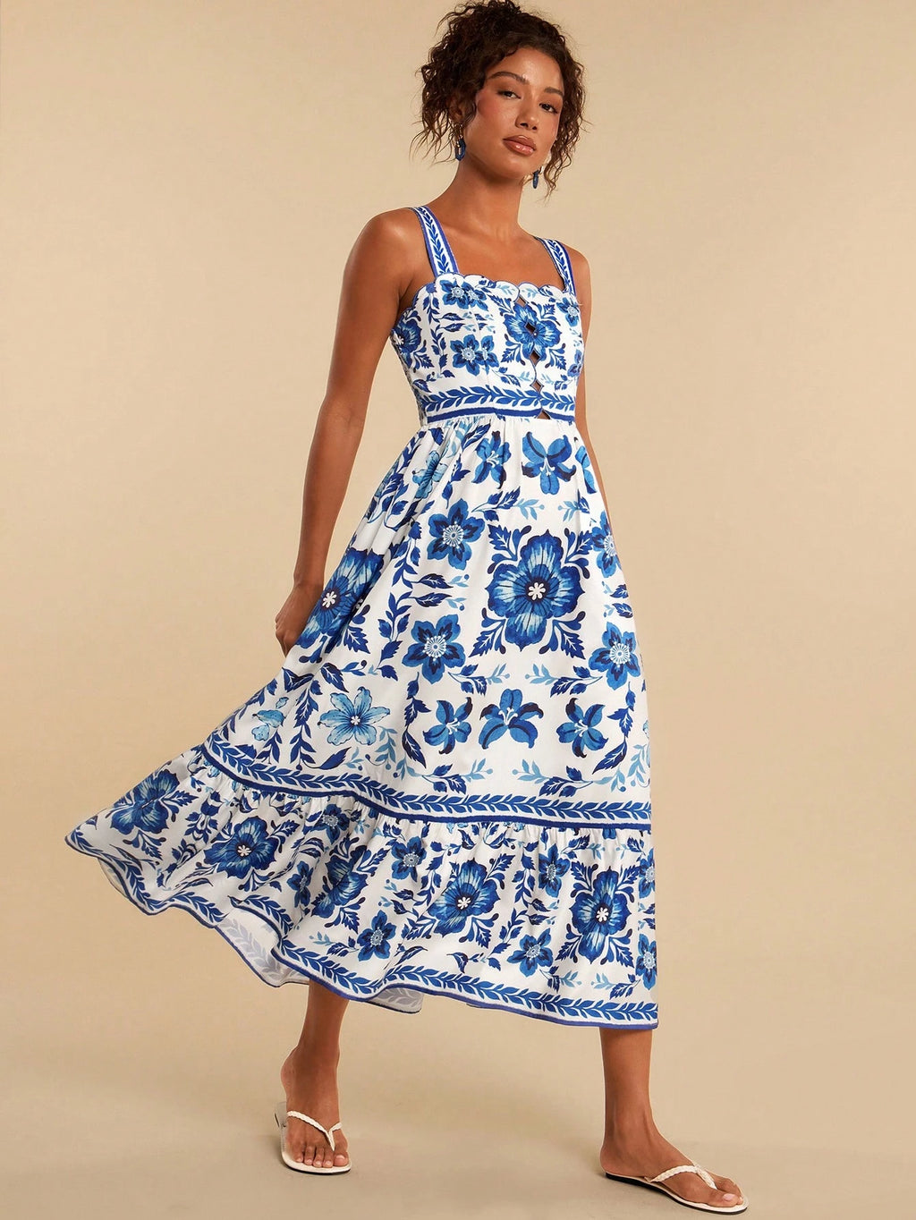Travachic White And Blue Floral,Summer,Boho,Holiday,Tea Party,Holiday