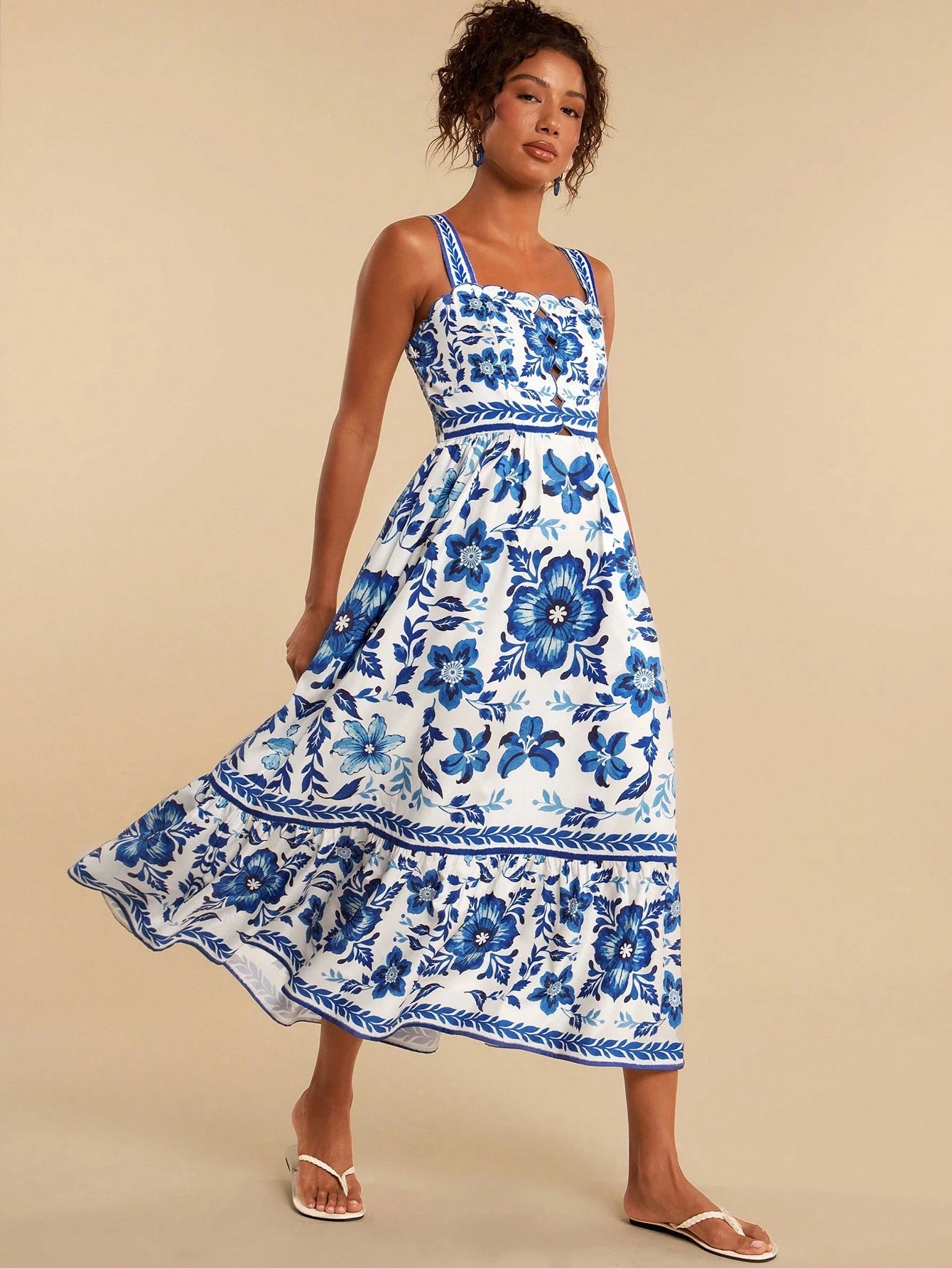 Travachic White And Blue Floral,Summer,Boho,Holiday,Tea Party,Holiday