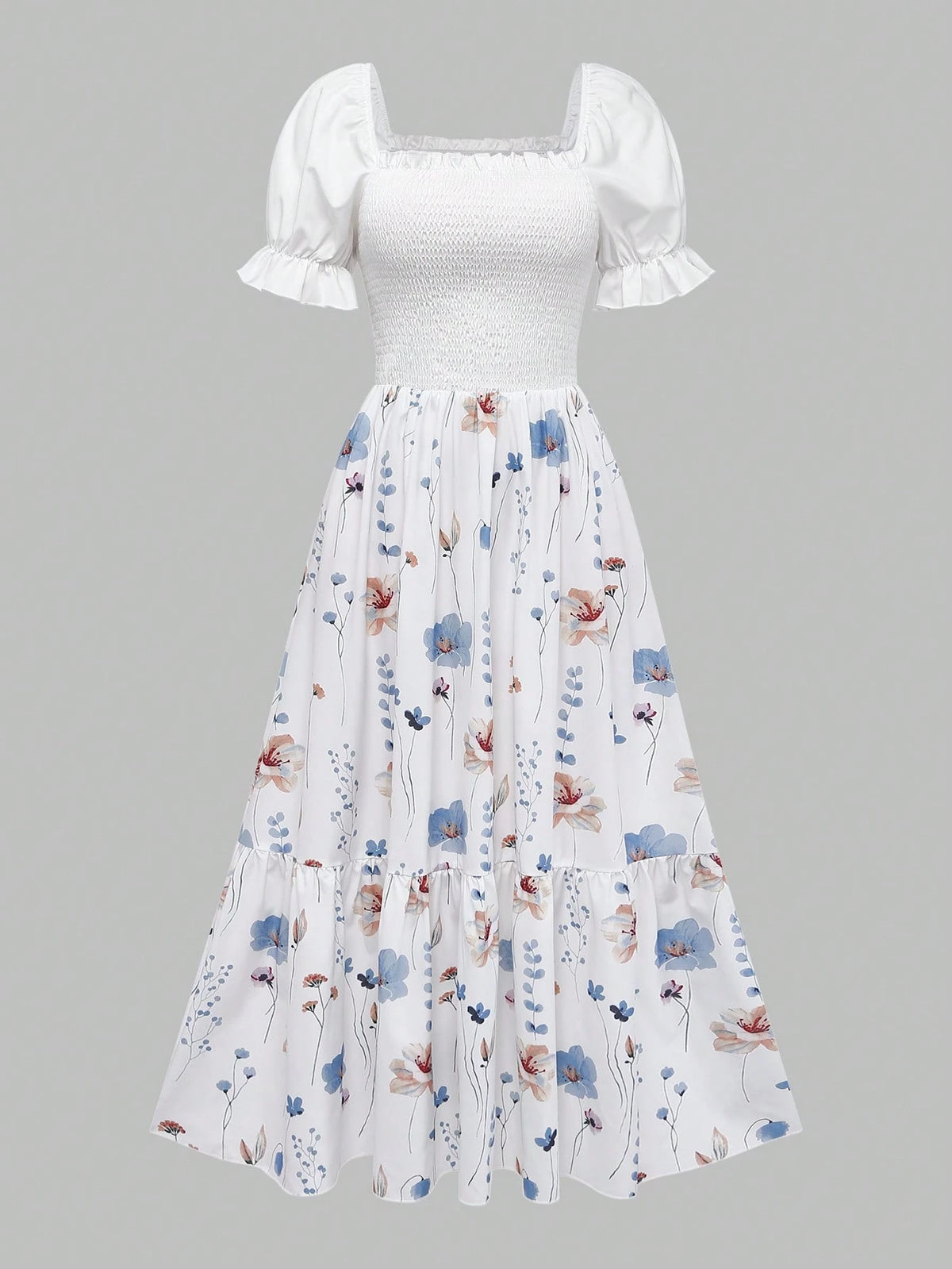 Women's Summer Vacation Floral Bright Print Waist Patchwork Dress, Elegant Waist Dress, Suitable For - image 12