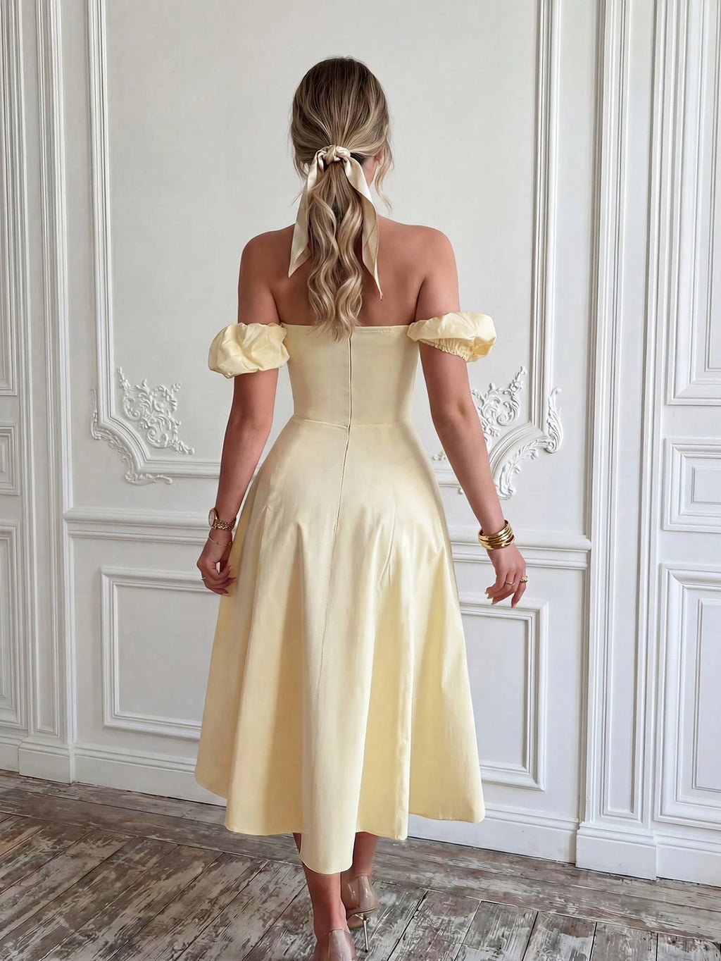 Glamful Elegant Sexy Charming Romantic Bodycon Off-Shoulder Dress,