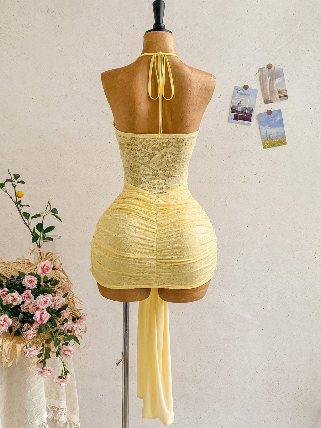 Soleia Women's Vacation Beach Solid Color Lace Patchwork Backless