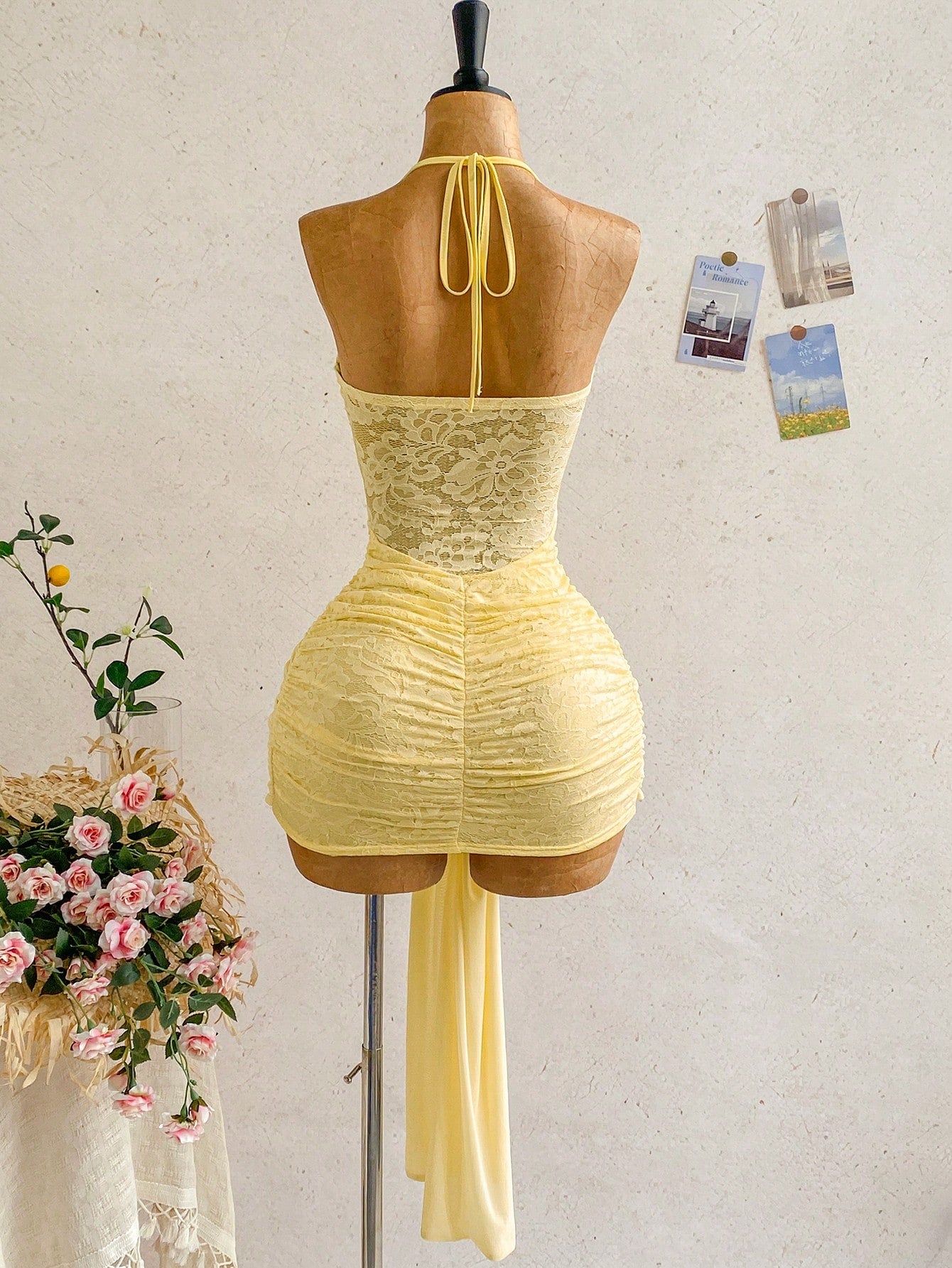 Soleia Women's Vacation Beach Solid Color Lace Patchwork Backless
