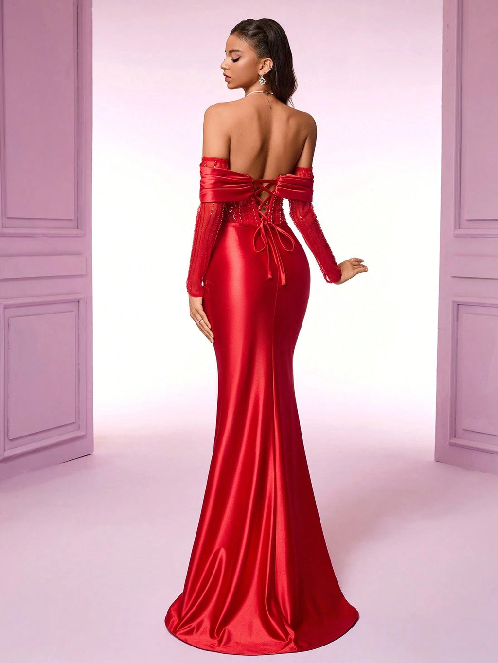VIPGIRL Women's Sequin Embroidered Strapless Maxi Evening Dress, Elegant & Fashionable, High Waist Slim Fit - image 2