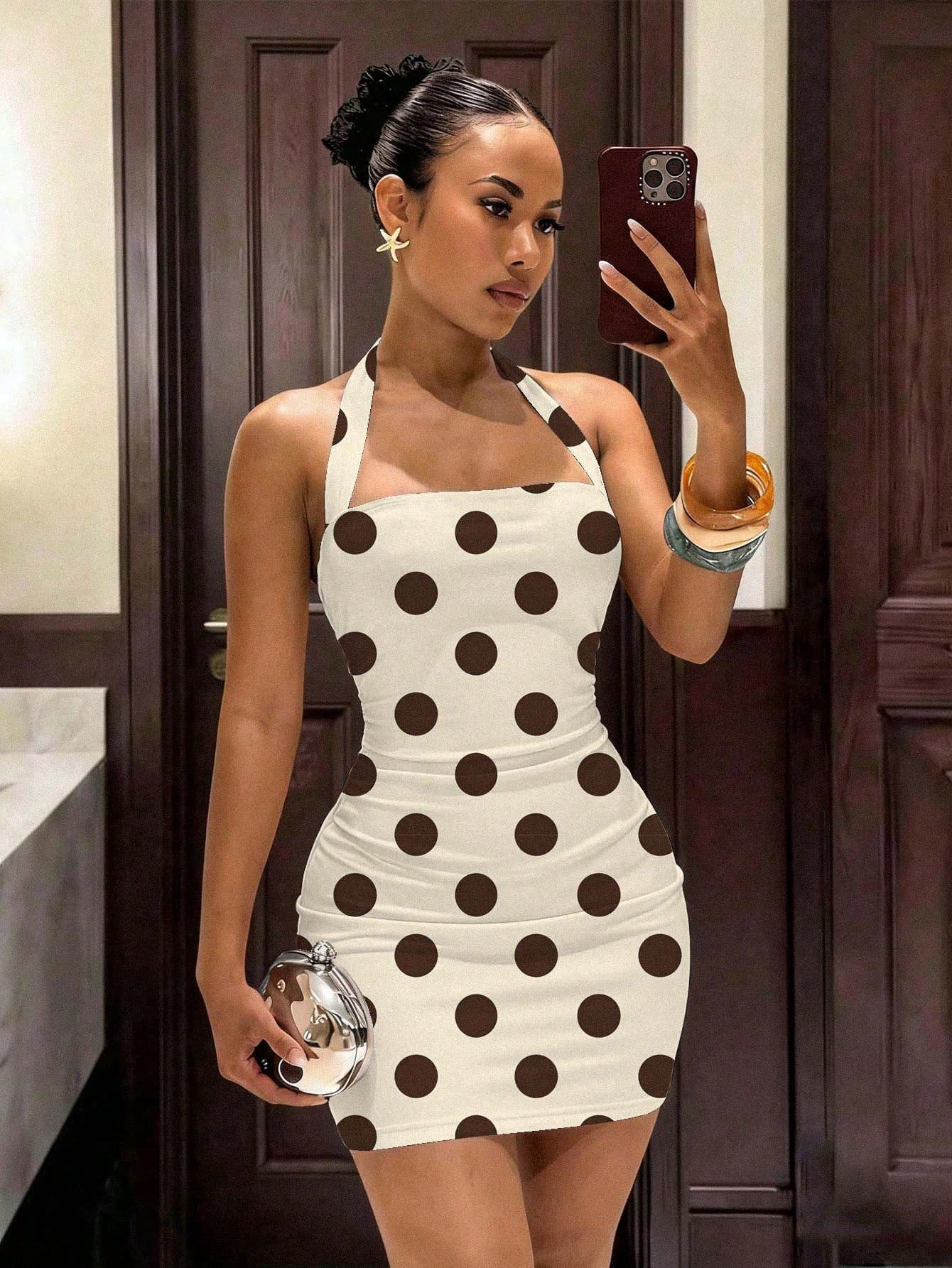 Slaydiva Floral Dresses For Women Floral Print Bodycon Halter Mini