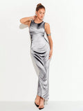 Rafferiza Women's Tie-Dye Print Fitted Dress, Summer Long Dress, Green Long Dress Maxi Women Outfit
