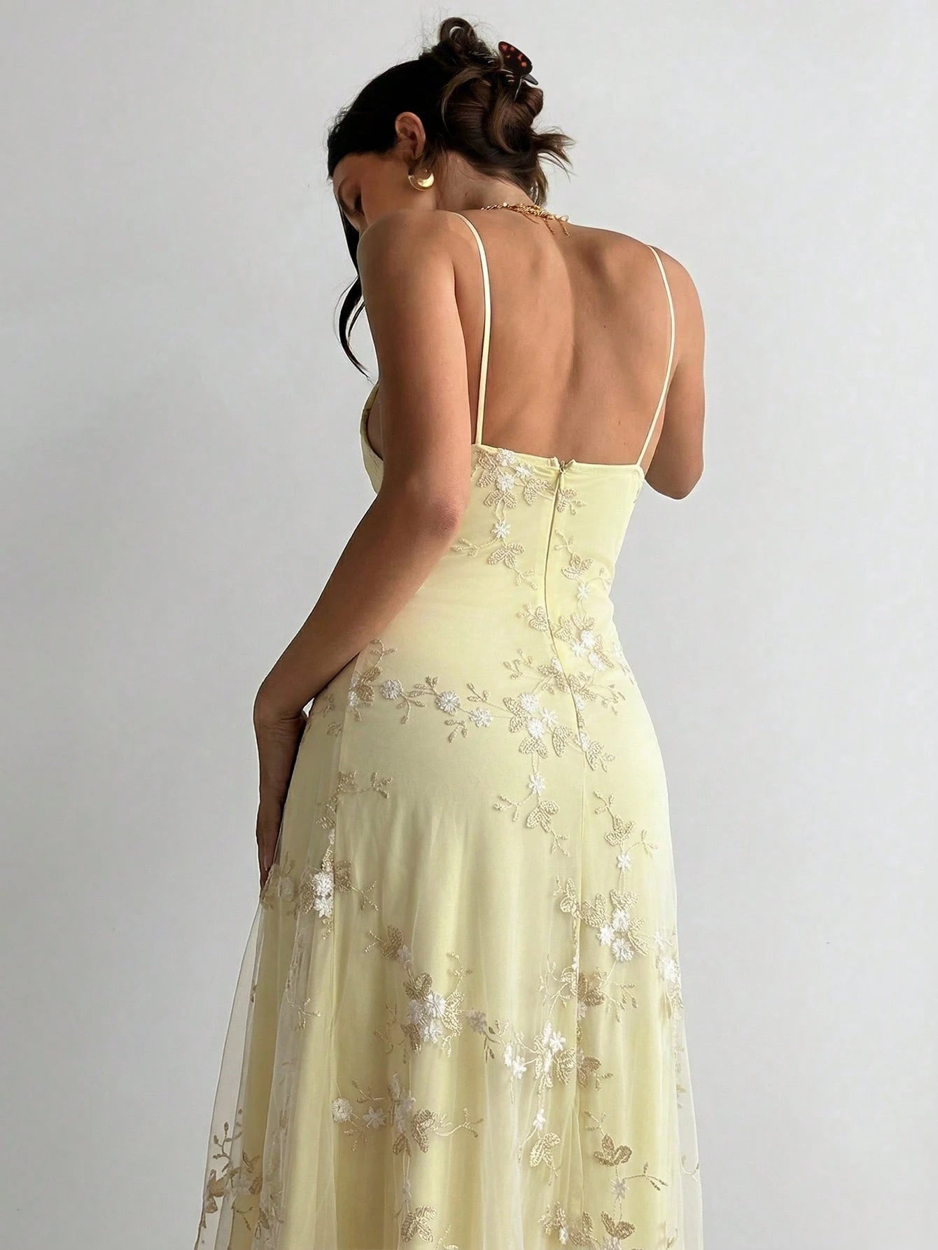 Aloruh Women's Elegant Deep V-Neck Ruched Bustier Embroidered Fitted