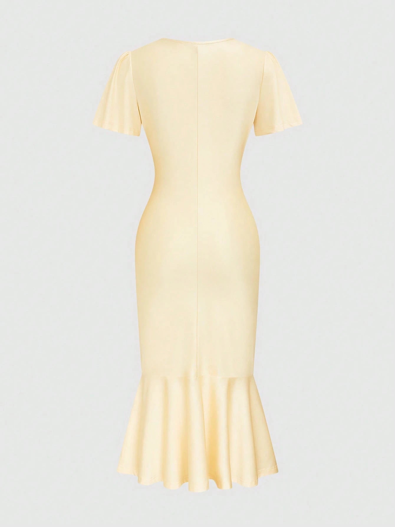 Elenzga Elegant White Lace Printed V-Neck Short Sleeve Bodycon