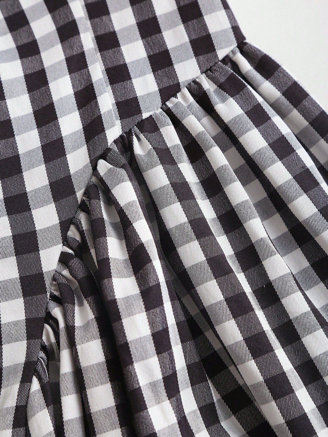 Sweetra French Romantic Plaid Flared Skirt Sweet Puff Dress Spaghetti