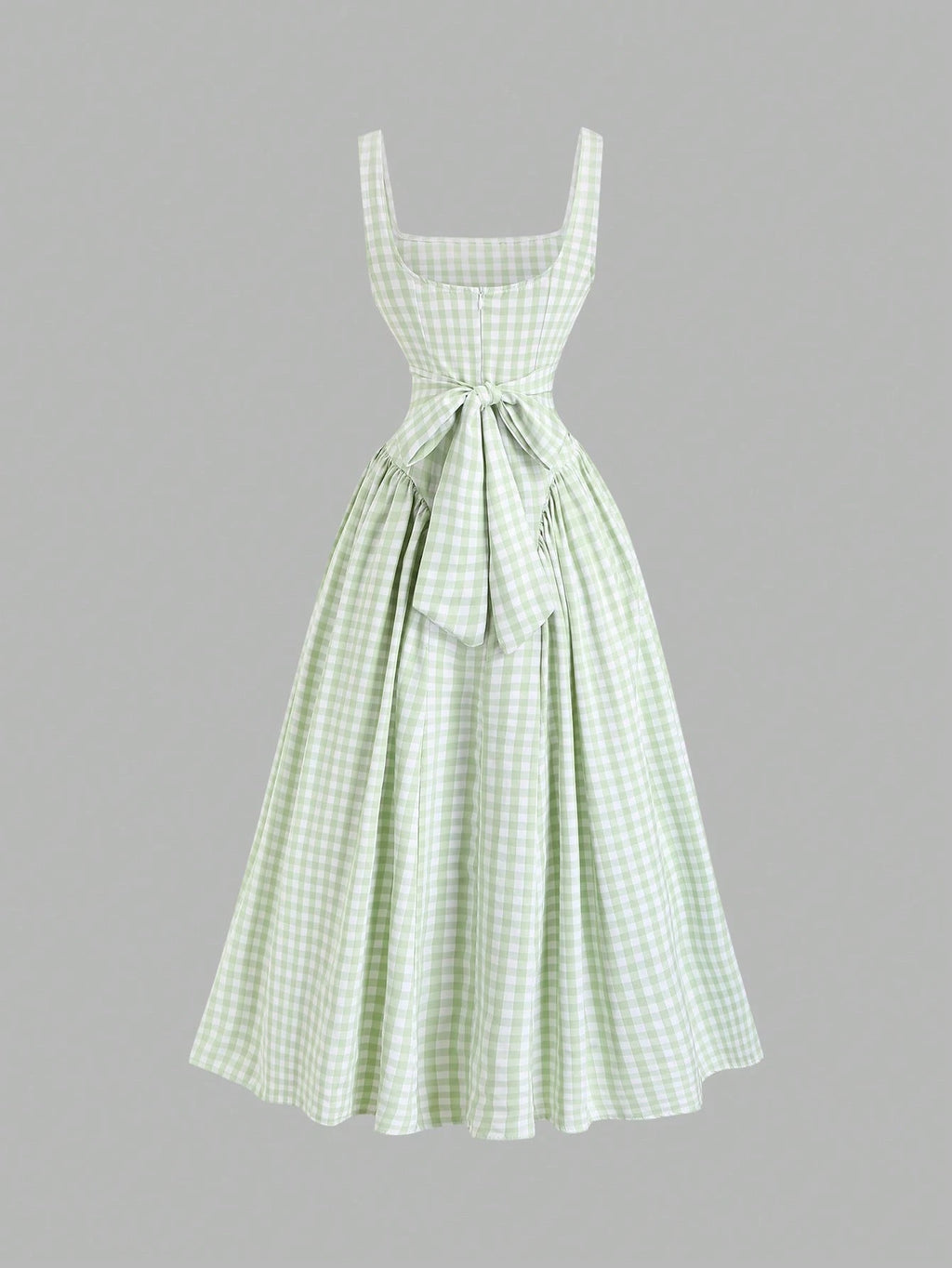 Sweetra French Romantic Plaid Flared Skirt Sweet Puff Dress Spaghetti