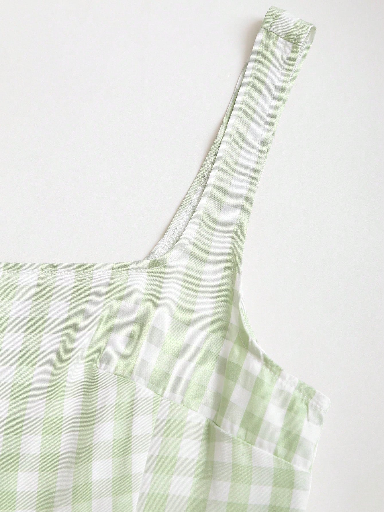 Sweetra French Romantic Plaid Flared Skirt Sweet Puff Dress Spaghetti