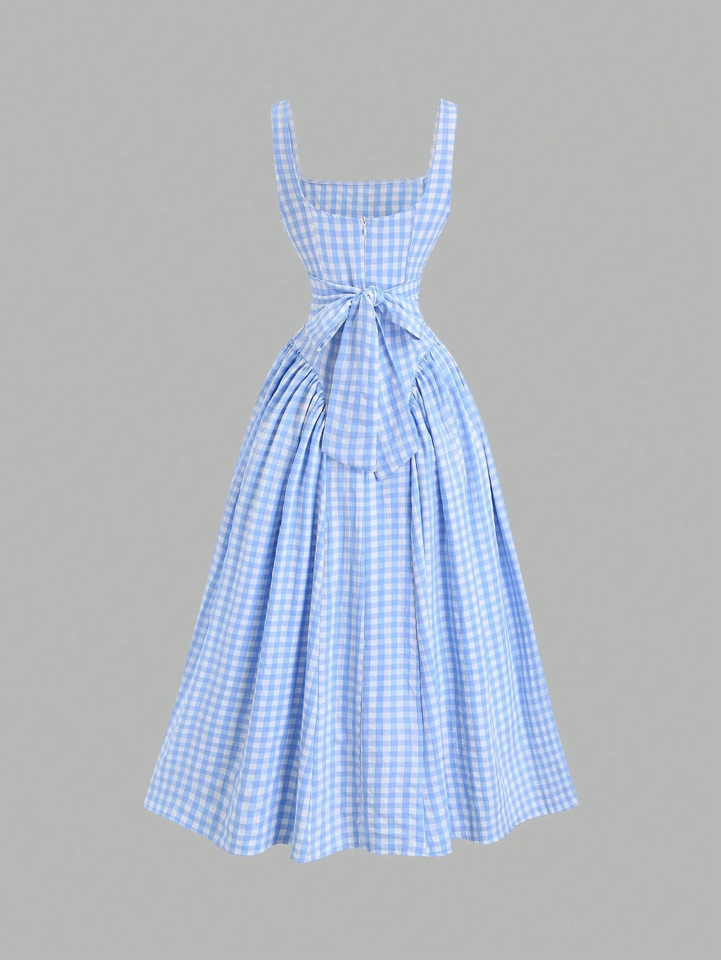 Sweetra French Romantic Plaid Flared Skirt Sweet Puff Dress Spaghetti