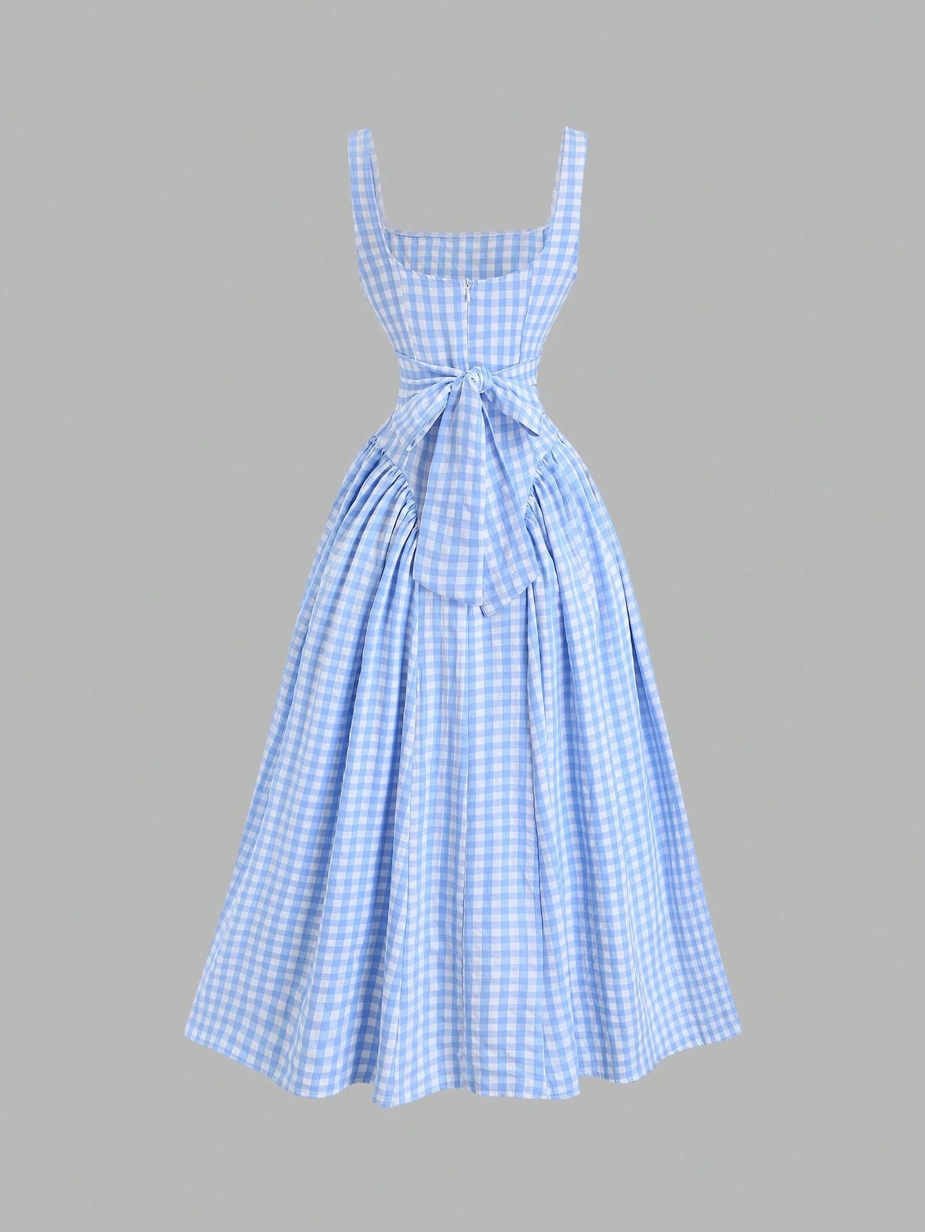 Sweetra French Romantic Plaid Flared Skirt Sweet Puff Dress Spaghetti