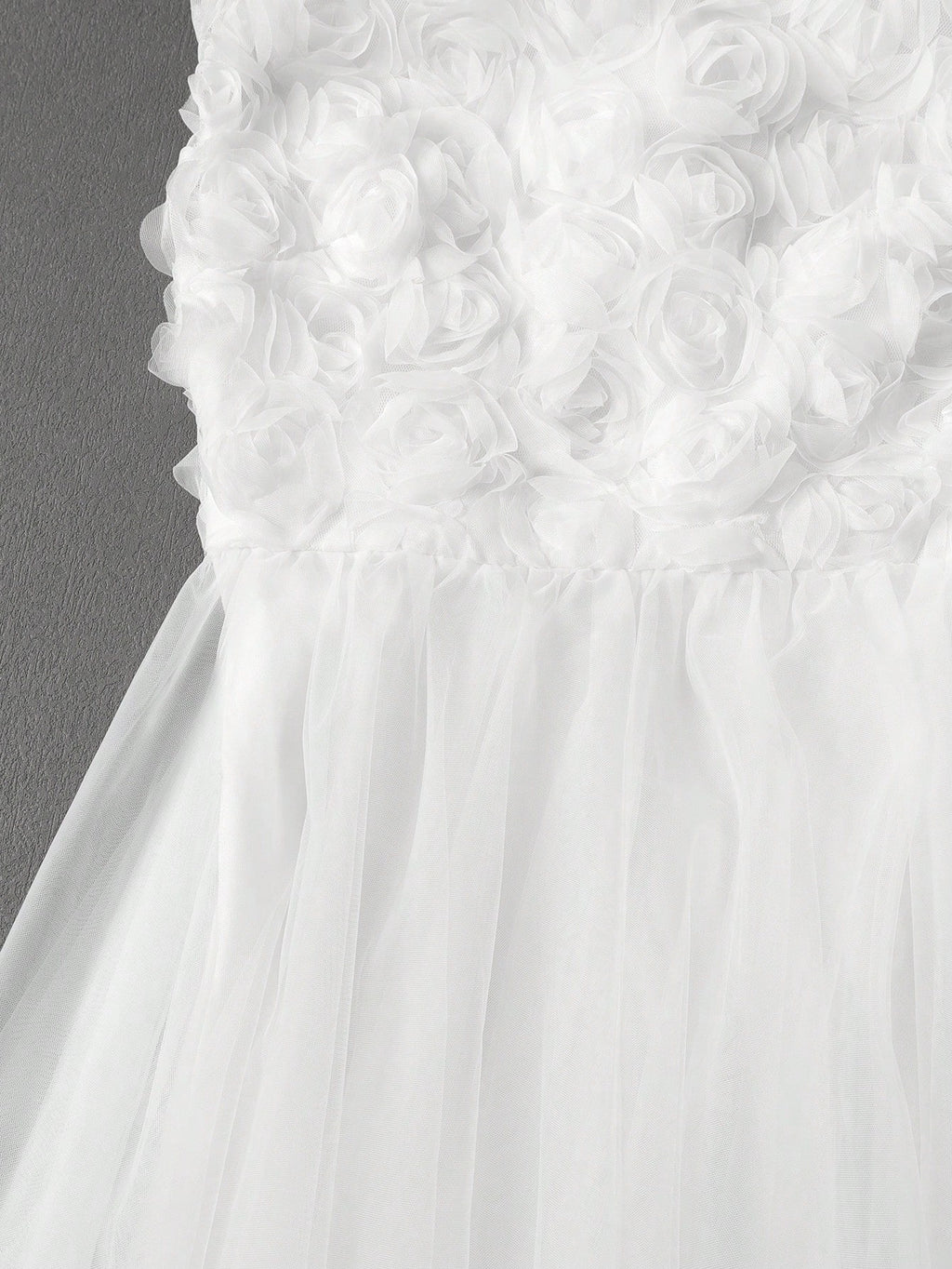 Women's Wedding Dress, Embroidered Lace Sleeveless + Mesh Design, Formal Evening Gown, Celebration Dress White - image 4