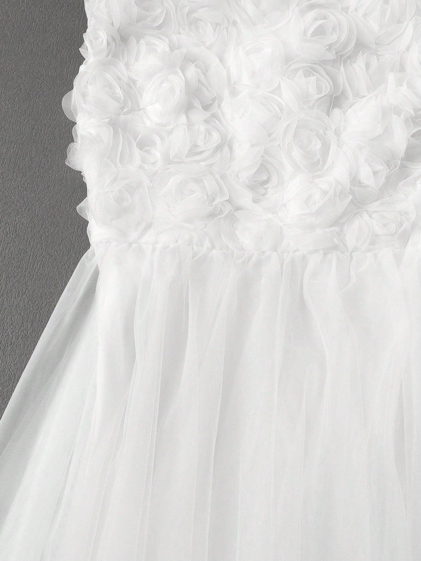 Women's Wedding Dress, Embroidered Lace Sleeveless + Mesh Design, Formal Evening Gown, Celebration Dress White - image 4
