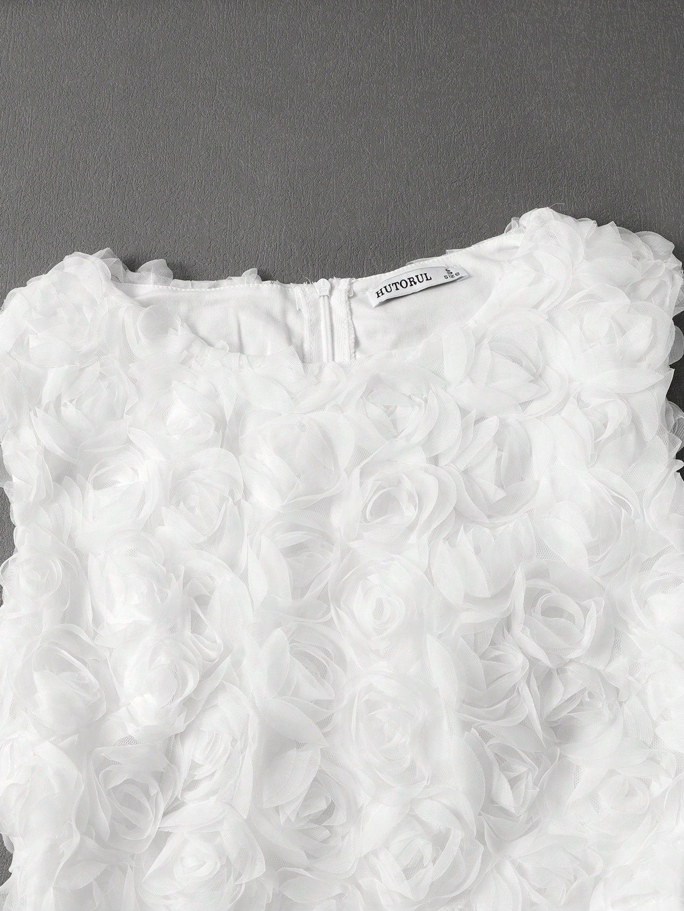 Women's Wedding Dress, Embroidered Lace Sleeveless + Mesh Design, Formal Evening Gown, Celebration Dress White - image 3