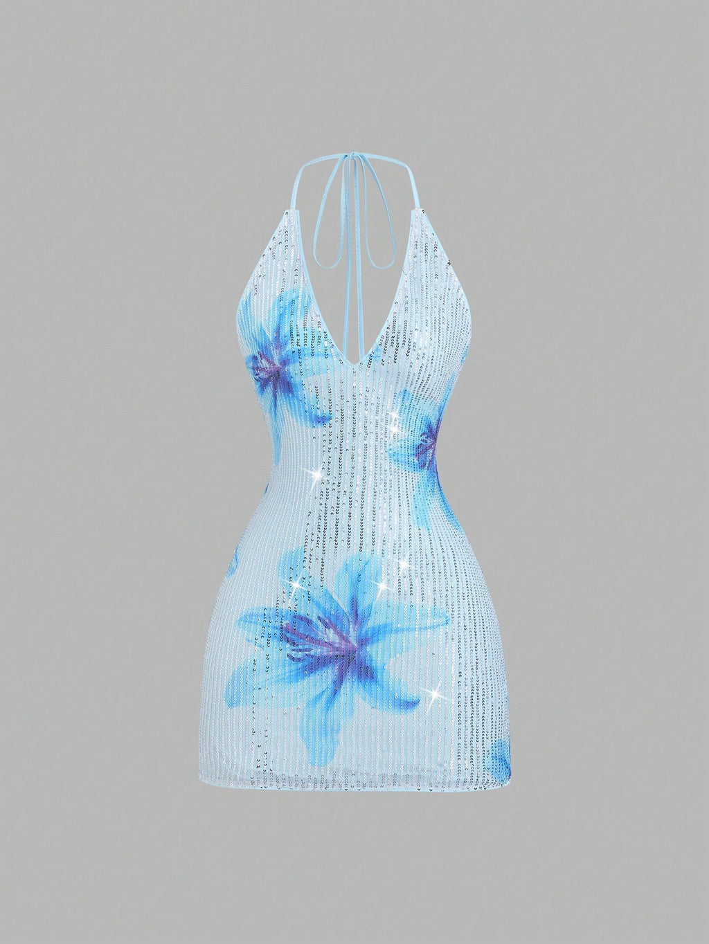Sweetra Women's New Spring/Summer Suitable For Vacation, Party, Elegant Romantic Floral Sequin Fabric Deep