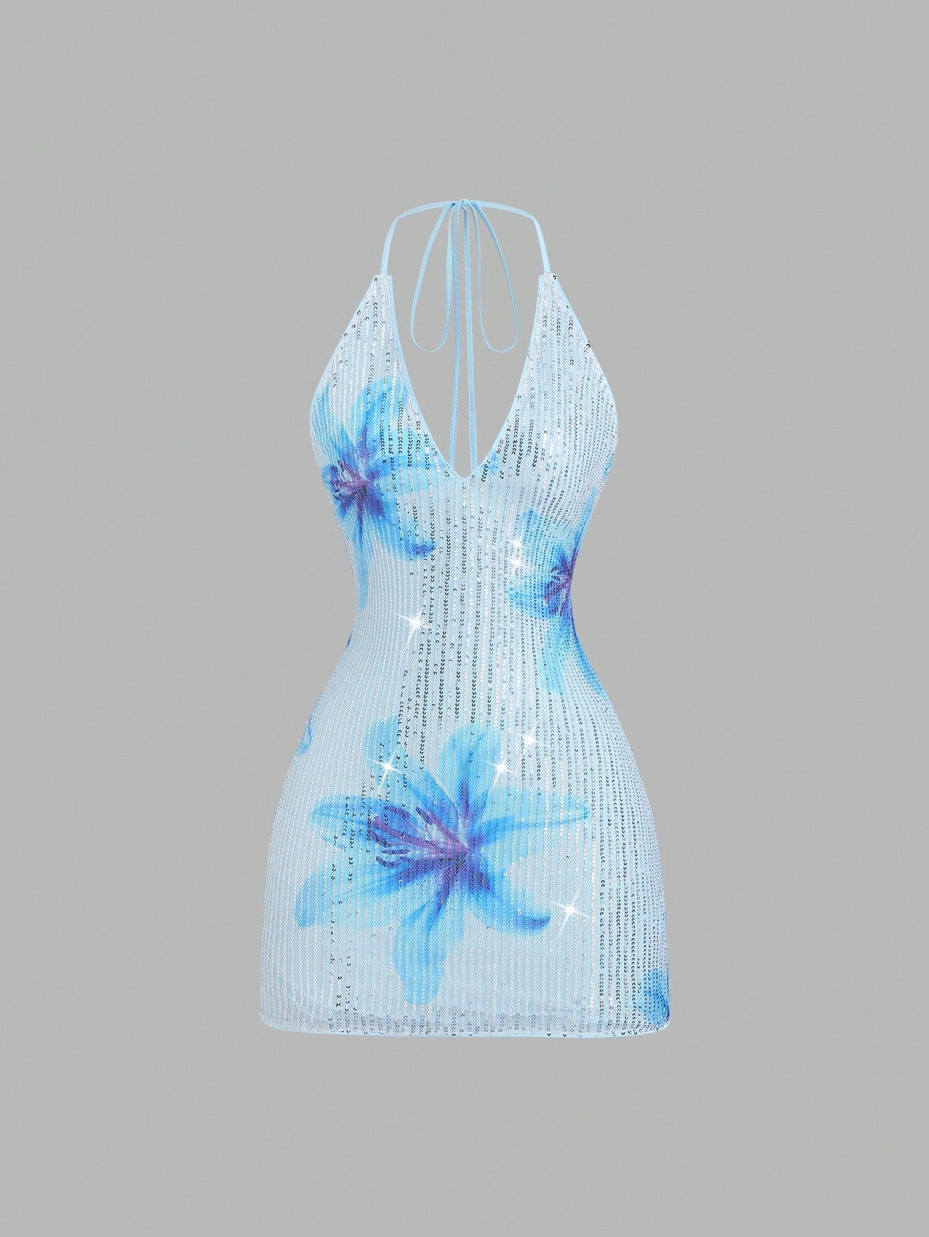 Sweetra Women's New Spring/Summer Suitable For Vacation, Party, Elegant Romantic Floral Sequin Fabric Deep