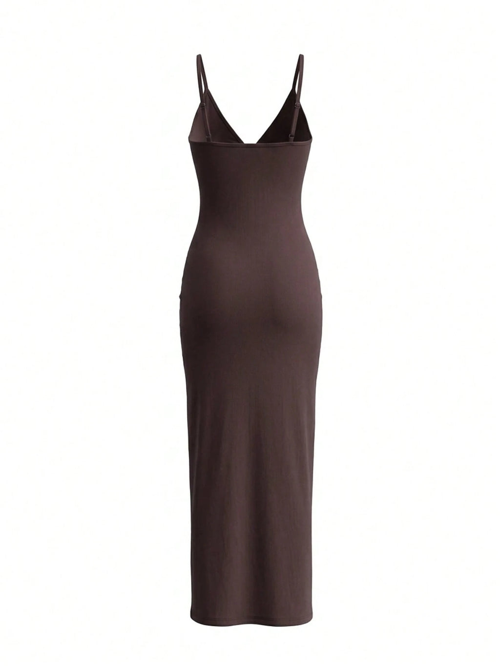 LovelyWholesale Women's Sexy Deep V-Neck Hollow Lace-Up Fitted Long Dress, Summer Elegant Brown - image 10