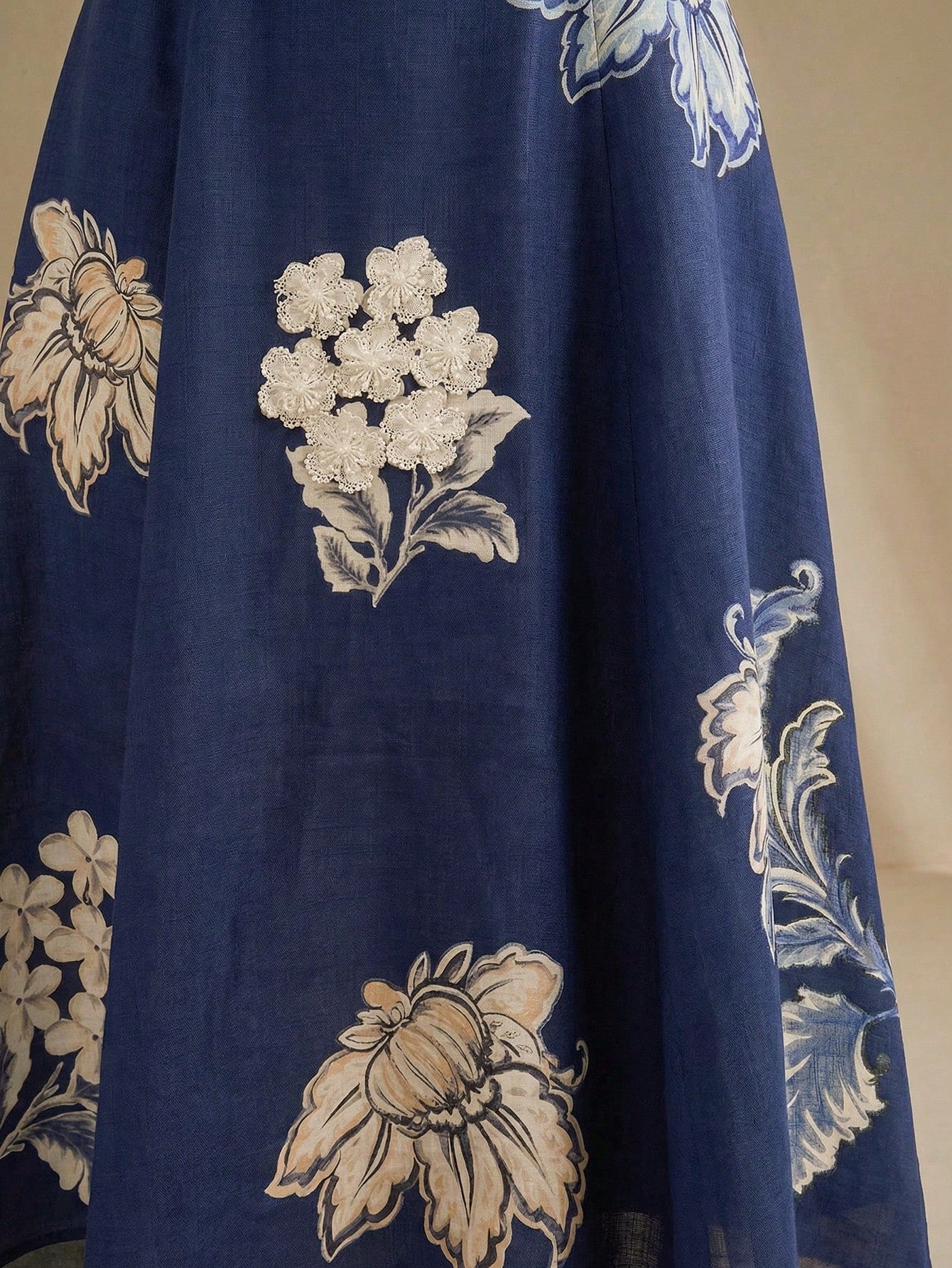 Anewsta Elegant Floral Print Slip Dress With Embroidered 3D Flowers,