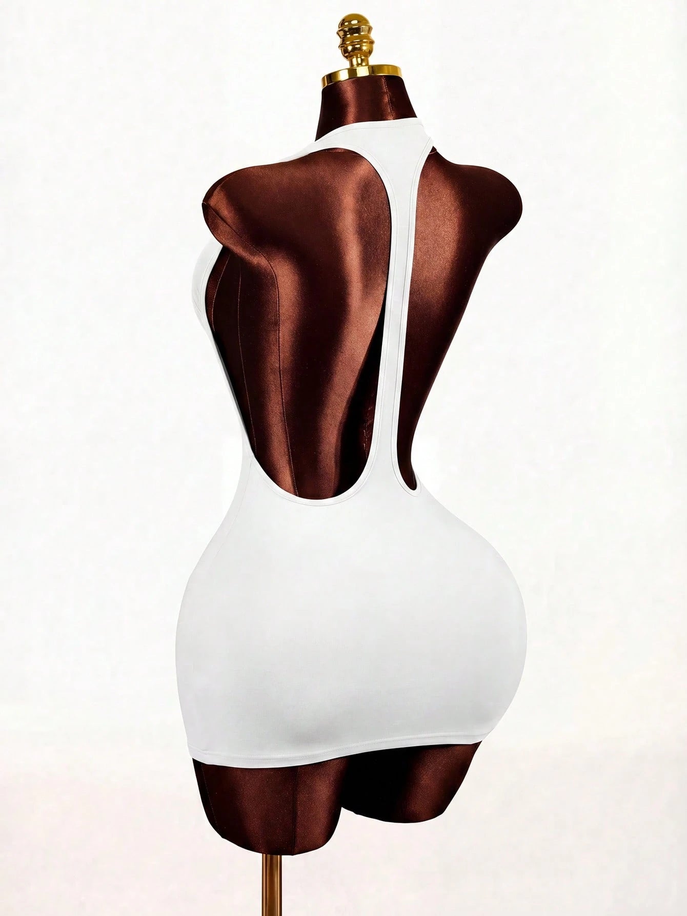 BamGleam 2026 Summer White Bandage Club Bodycon Short Dress,Back
