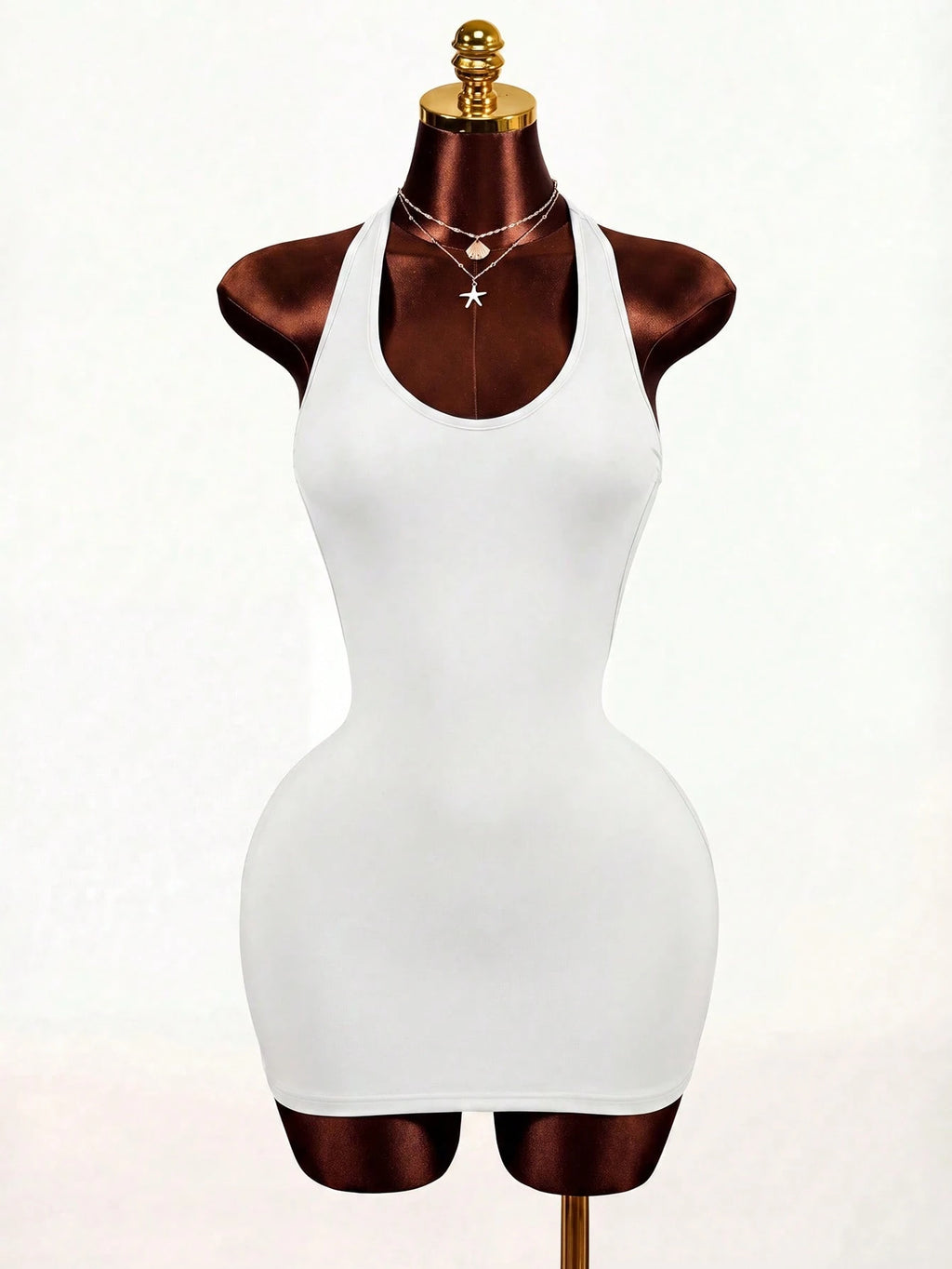 BamGleam 2026 Summer White Bandage Club Bodycon Short Dress,Back