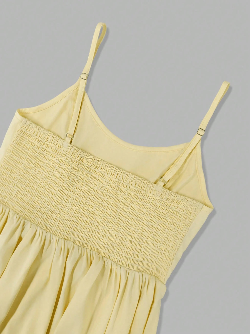 Women's Summer Elegant Pale Yellow Spaghetti Strap Dress, Cinched Waist A-Line Skirt, Suitable For Daily - image 5