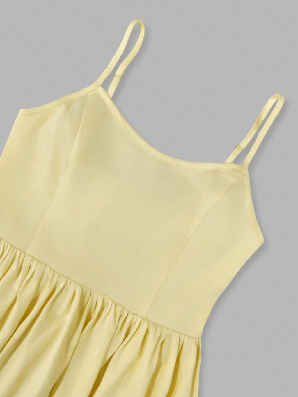 Women's Summer Elegant Pale Yellow Spaghetti Strap Dress, Cinched Waist A-Line Skirt, Suitable For Daily - image 4