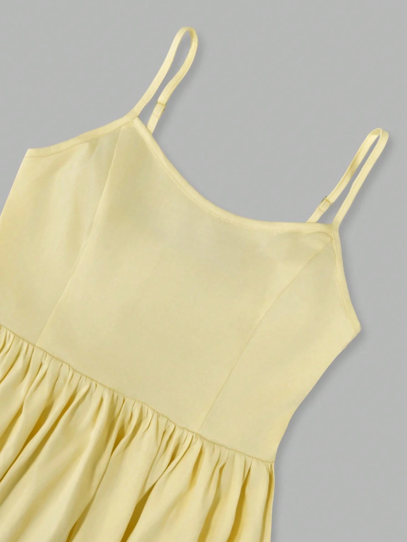 Women's Summer Elegant Pale Yellow Spaghetti Strap Dress, Cinched Waist A-Line Skirt, Suitable For Daily - image 4
