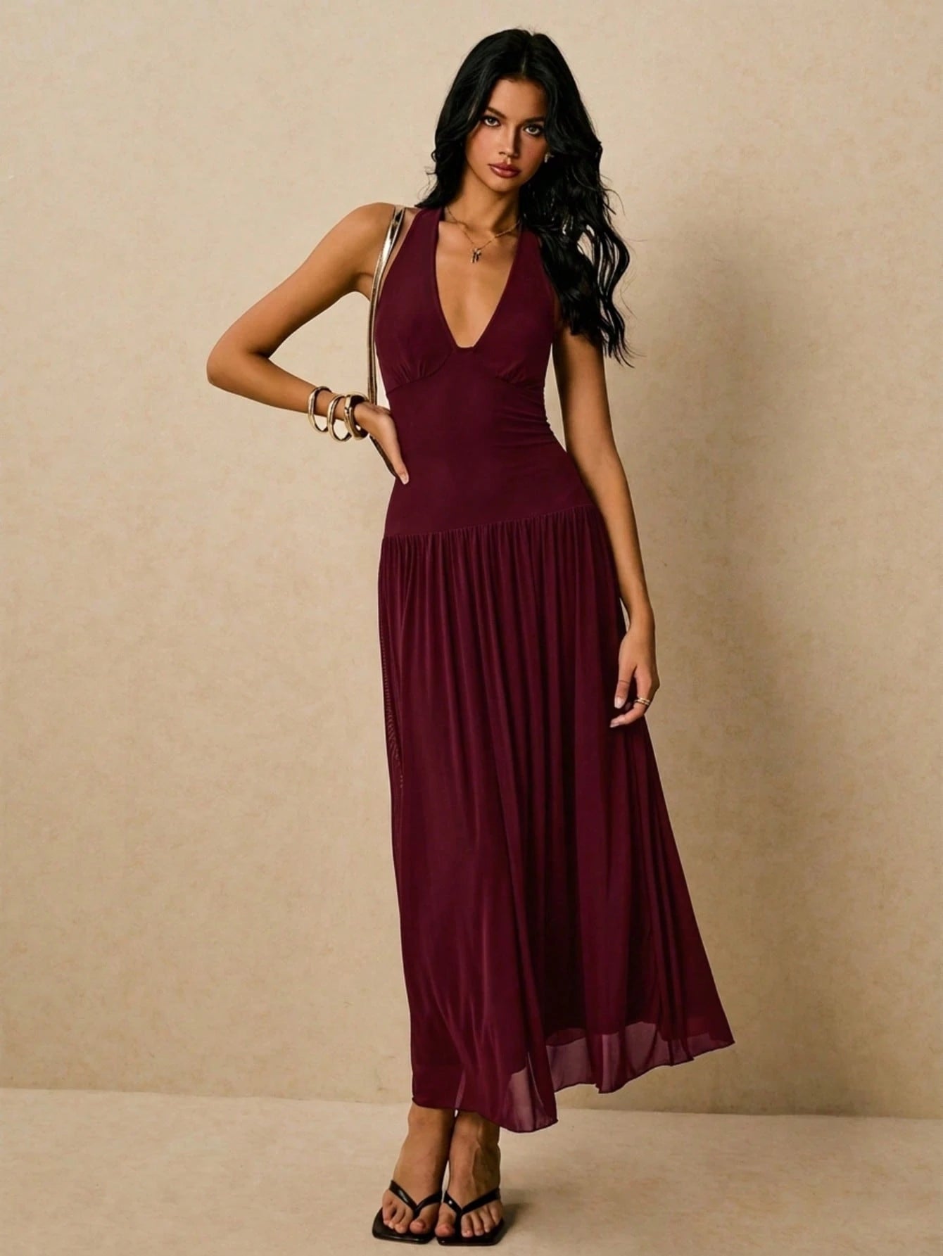 Poéselle Women's Sleeveless Backless Dress, Flowy Dress,Sun