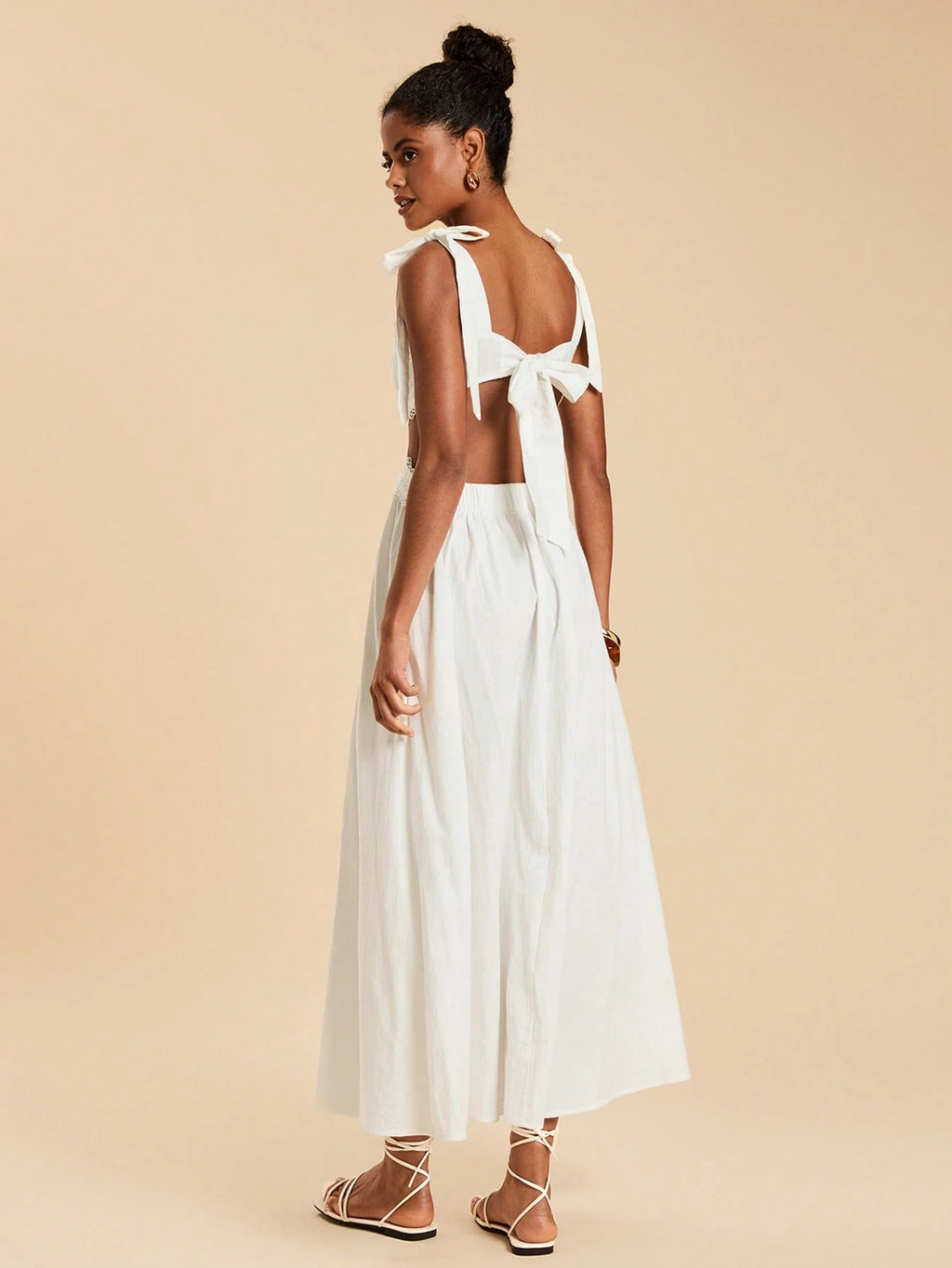 Travachic Women's Elegant Tropical Boho Casual White Summer Dress