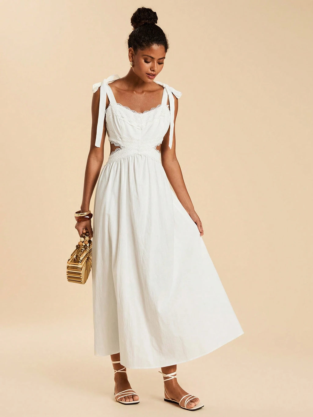 Travachic Women's Elegant Tropical Boho Casual White Summer Dress