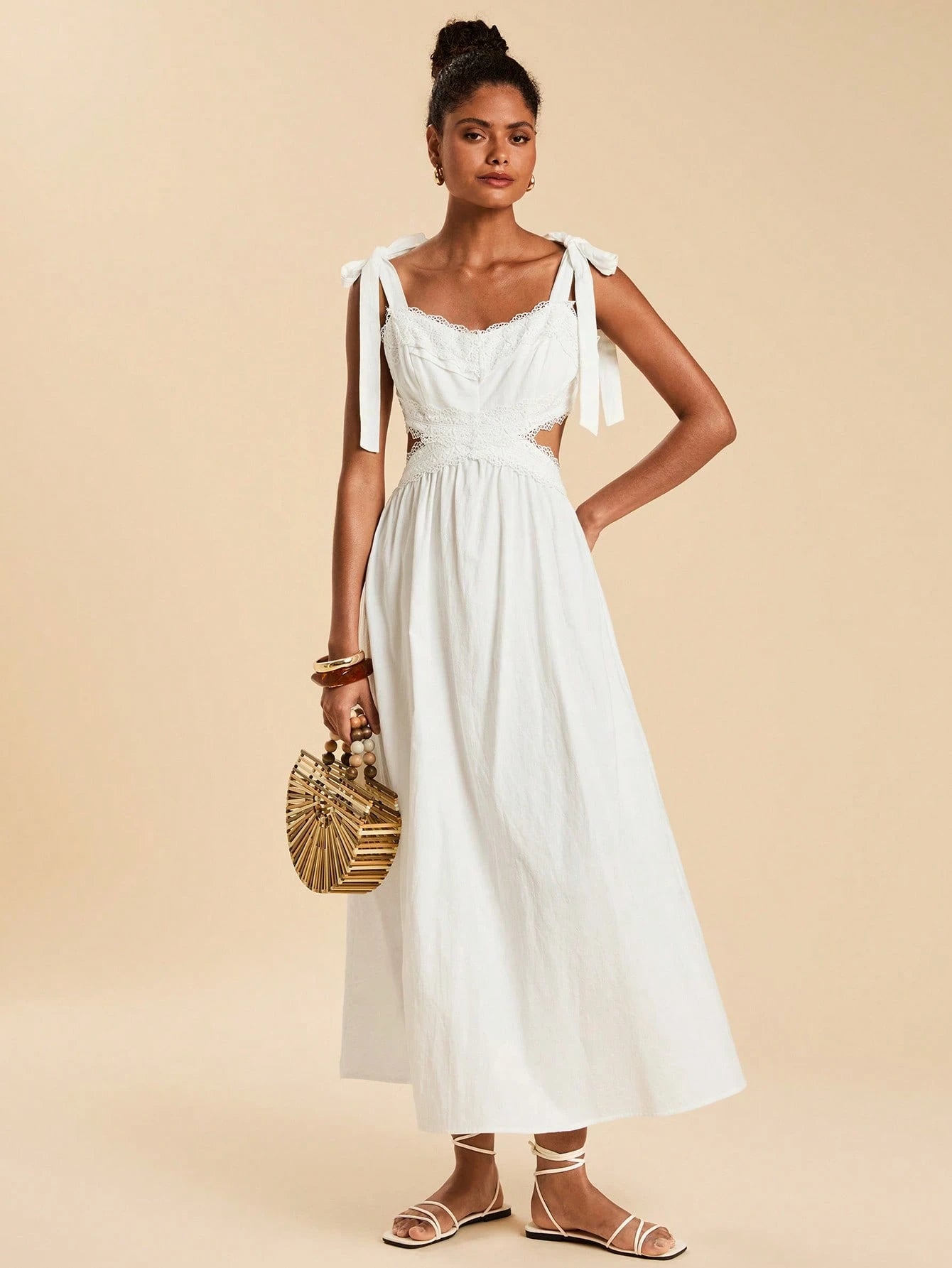 Travachic Women's Elegant Tropical Boho Casual White Summer Dress