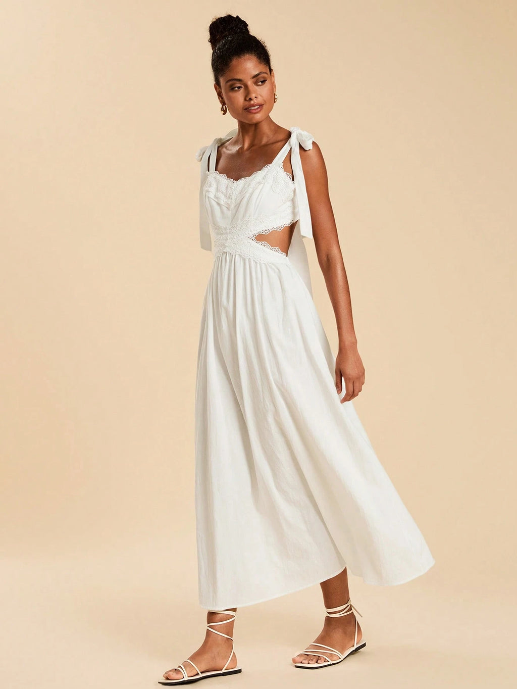 Travachic Women's Elegant Tropical Boho Casual White Summer Dress