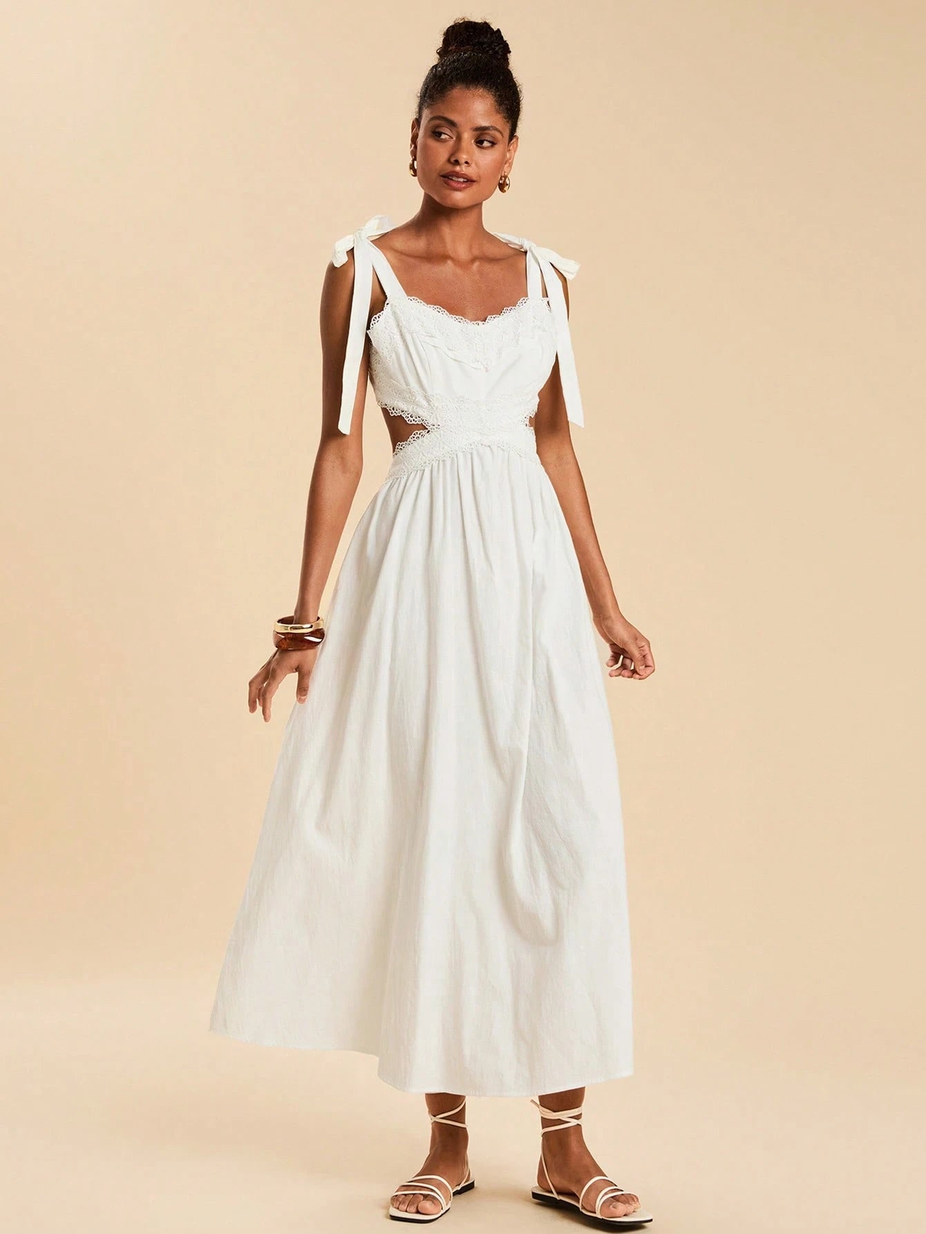 Travachic Women's Elegant Tropical Boho Casual White Summer Dress