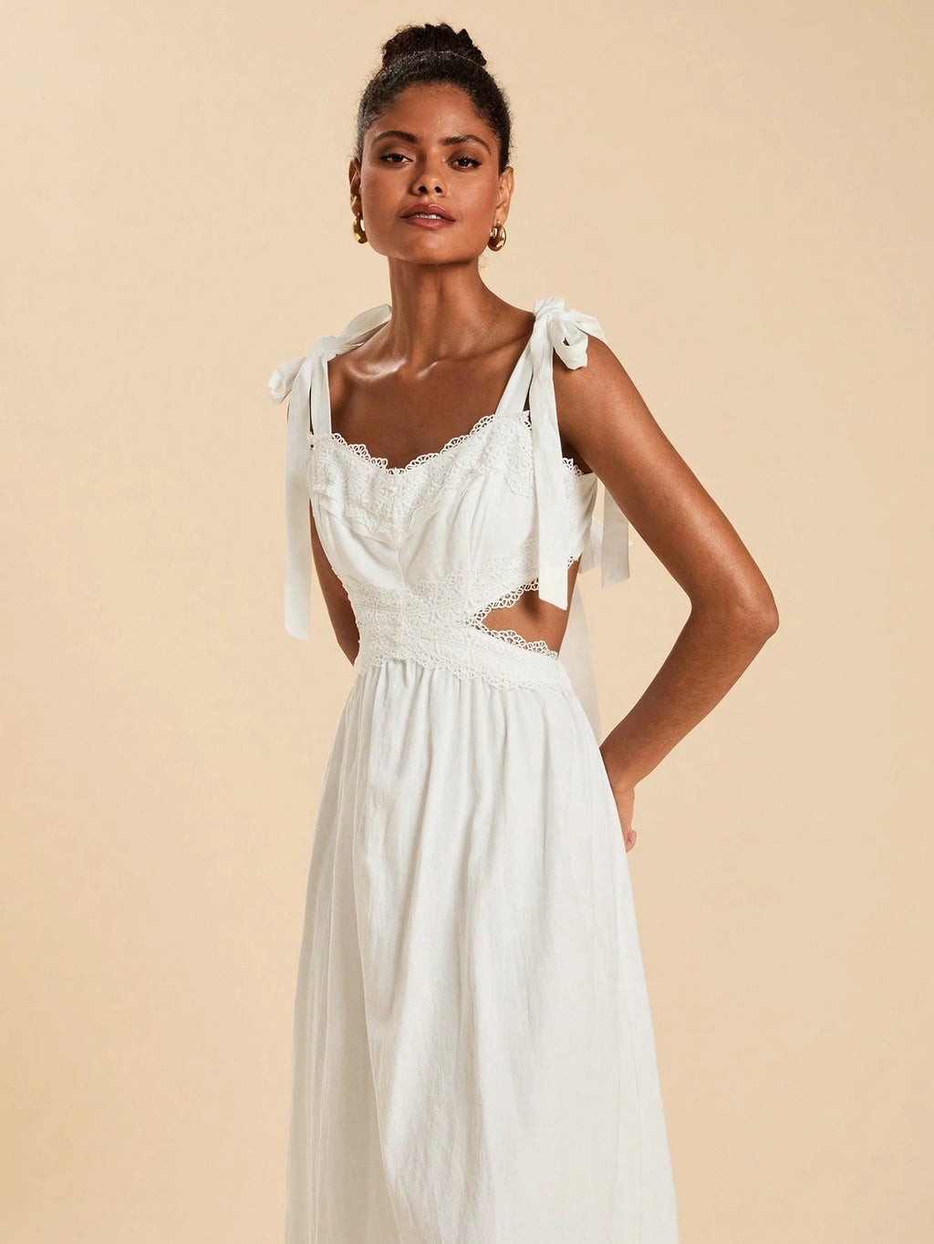 Travachic Women's Elegant Tropical Boho Casual White Summer Dress