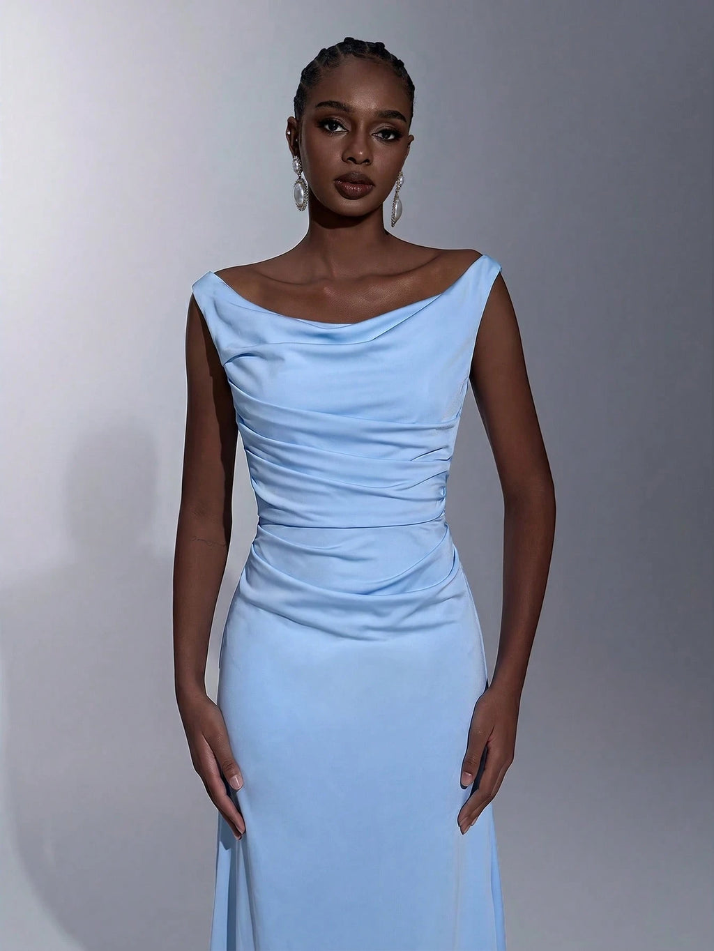 Elitara White Summer Elegant Formal Party Wedding Women's Dress,Southern French Style Deep U-Neck Pleated - image 11