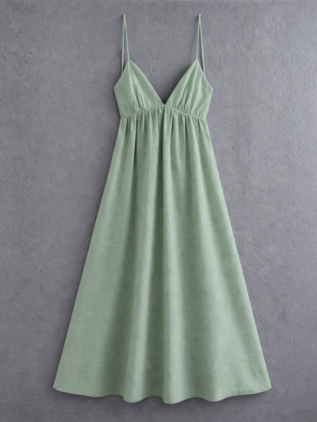 Cévolie Women's Simple Solid Color Ruched Backless Camisole Dress,