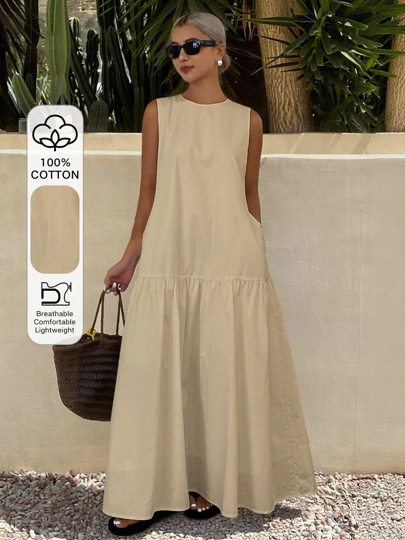Livesso Women's Casual Solid Color Sleeveless Long Dress, Summer - image 15