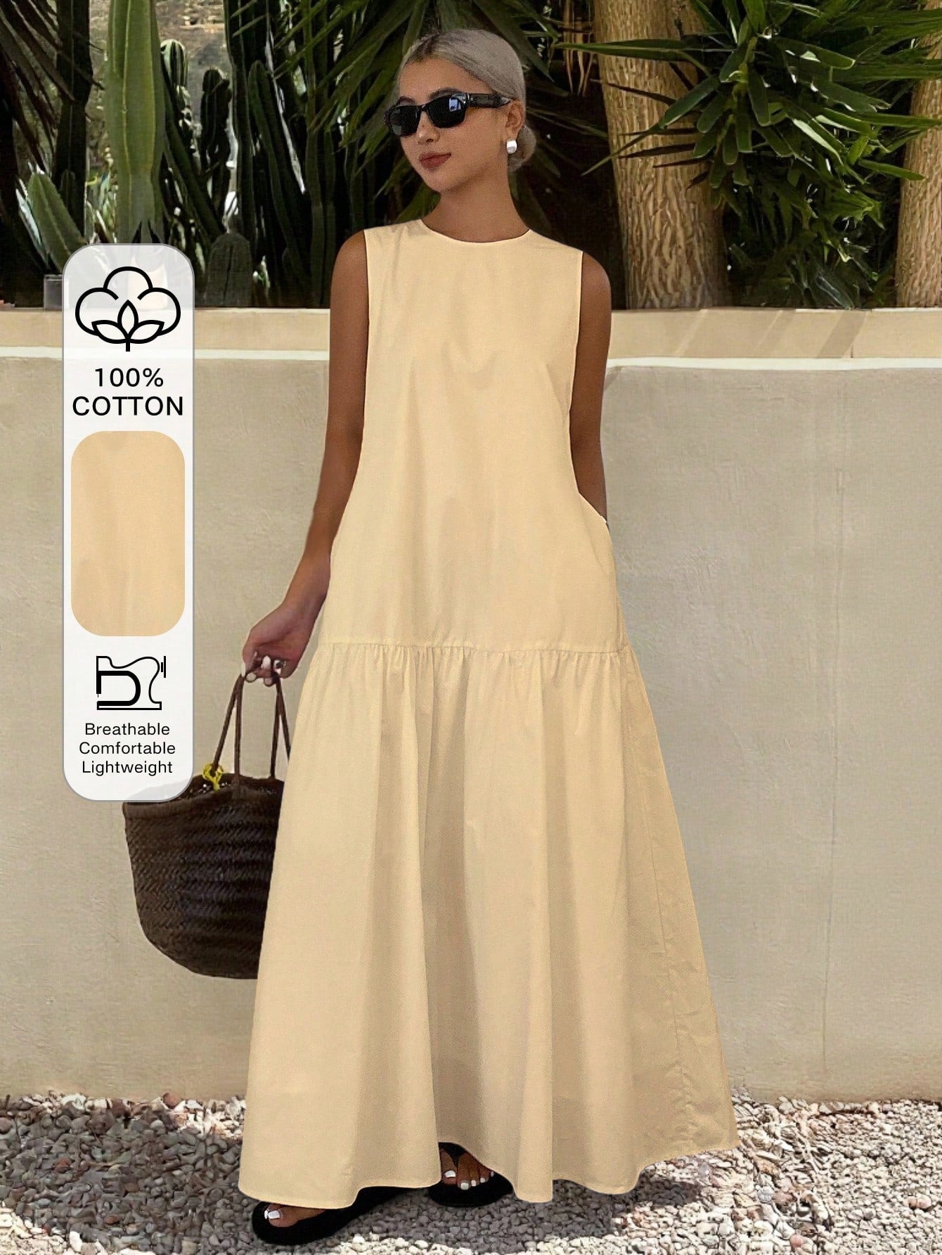 Livesso Women's Casual Solid Color Sleeveless Long Dress, Summer - image 13