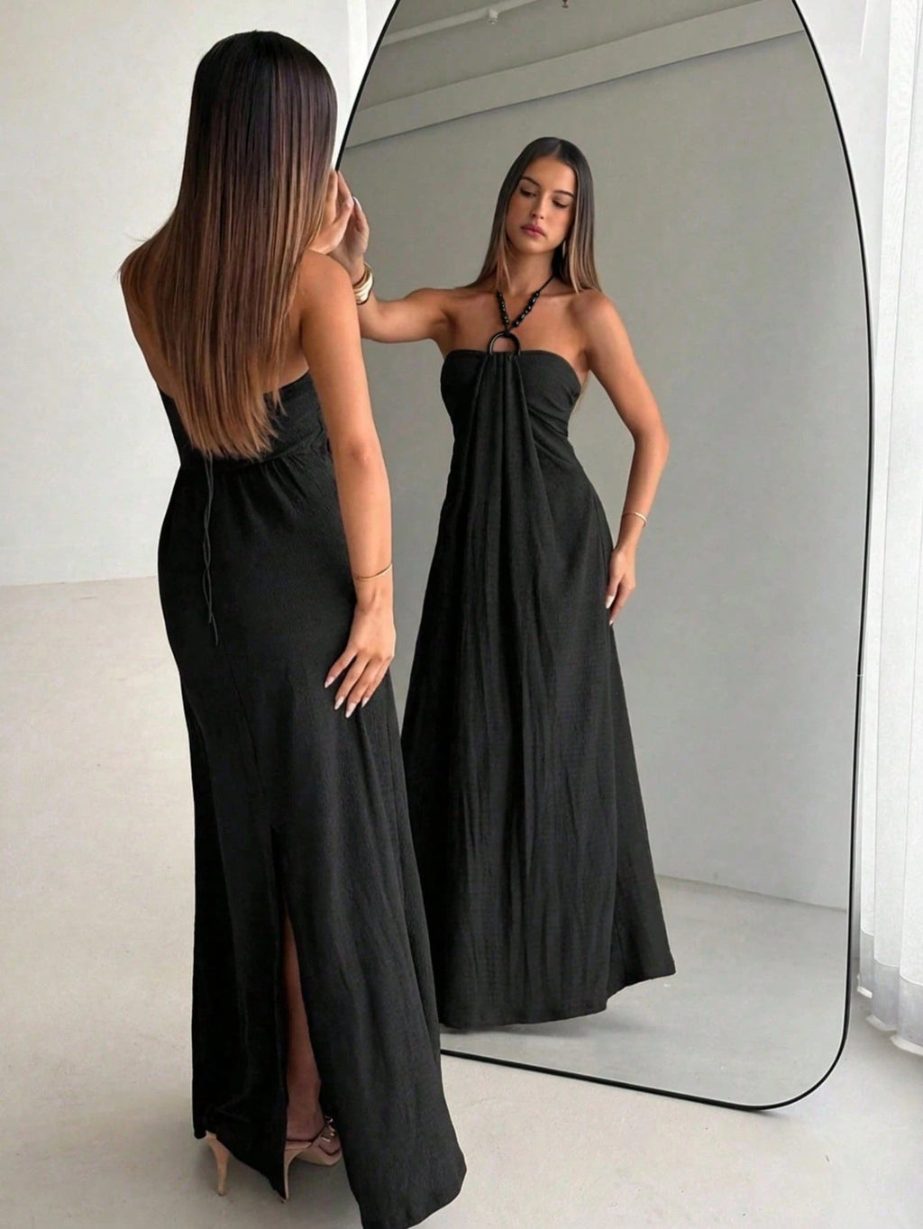 Aloruh Women's Spaghetti Strap Beaded Decor Leopard Print Fitted Long Dress Beach Vacation Light Green Summer - image 12