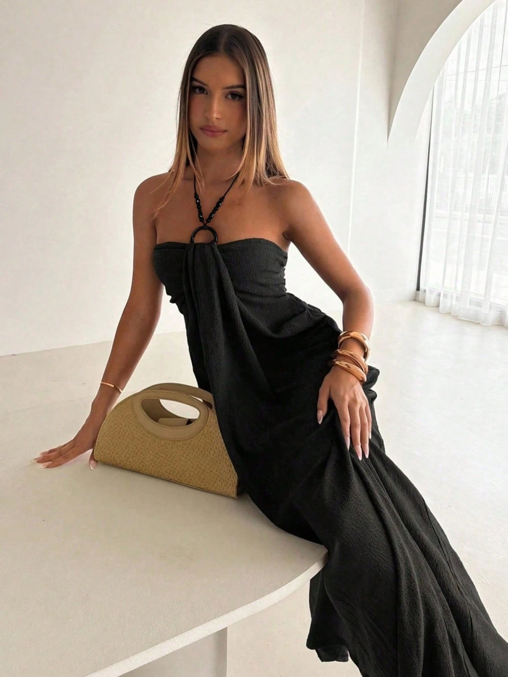 Aloruh Women's Spaghetti Strap Beaded Decor Leopard Print Fitted Long Dress Beach Vacation Light Green Summer - image 17