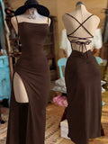EMERY ROSE Women's Fashionable Solid Color Slit Dress