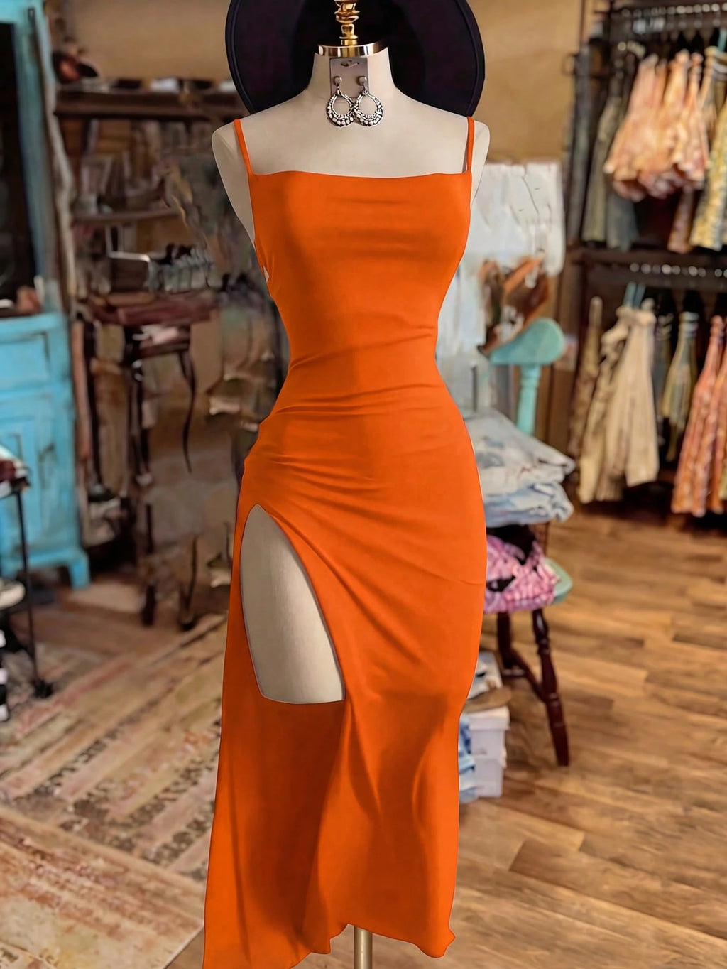NostaNoir Women's Fashionable Solid Color Slit Dress