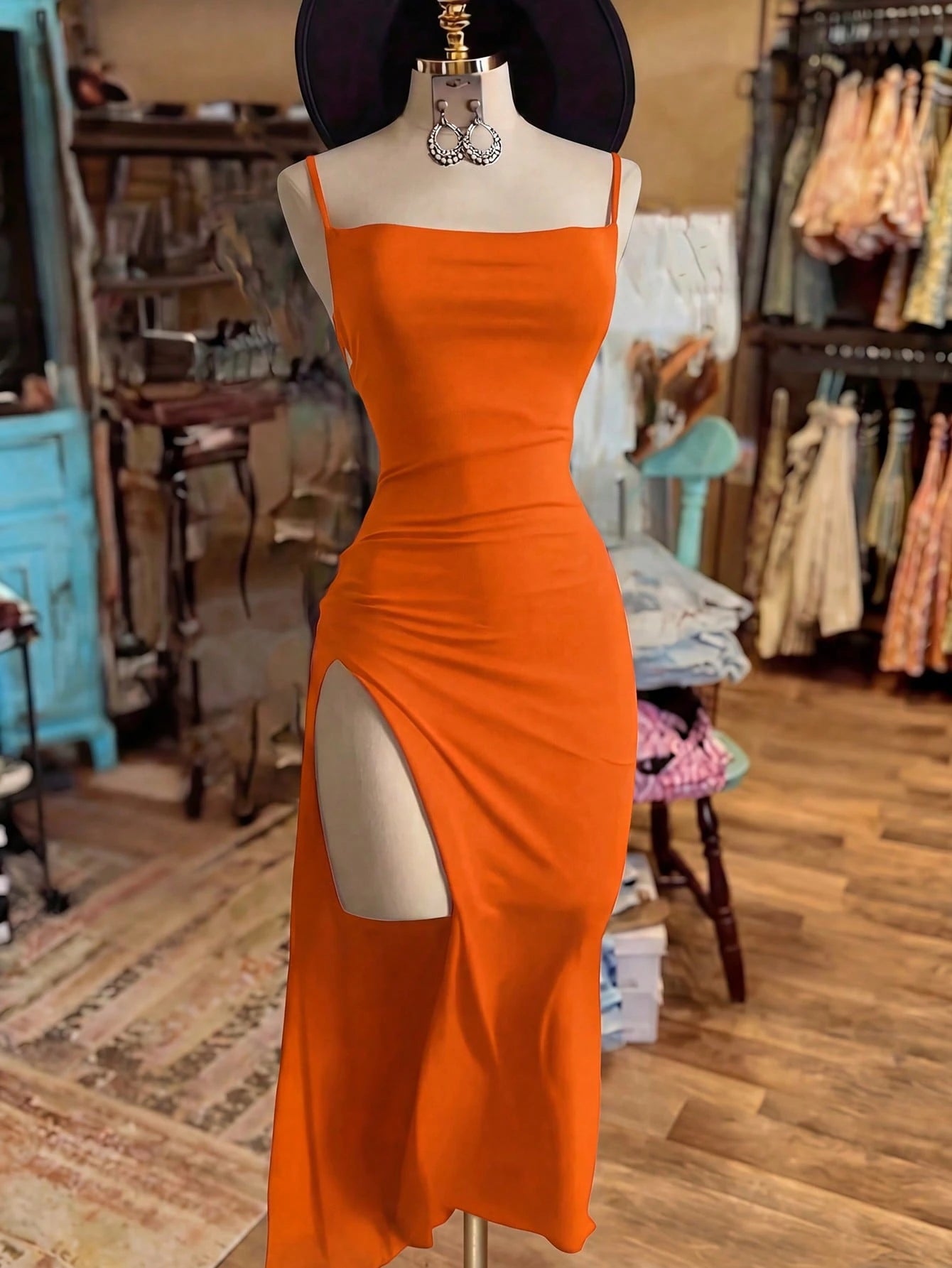 NostaNoir Women's Fashionable Solid Color Slit Dress
