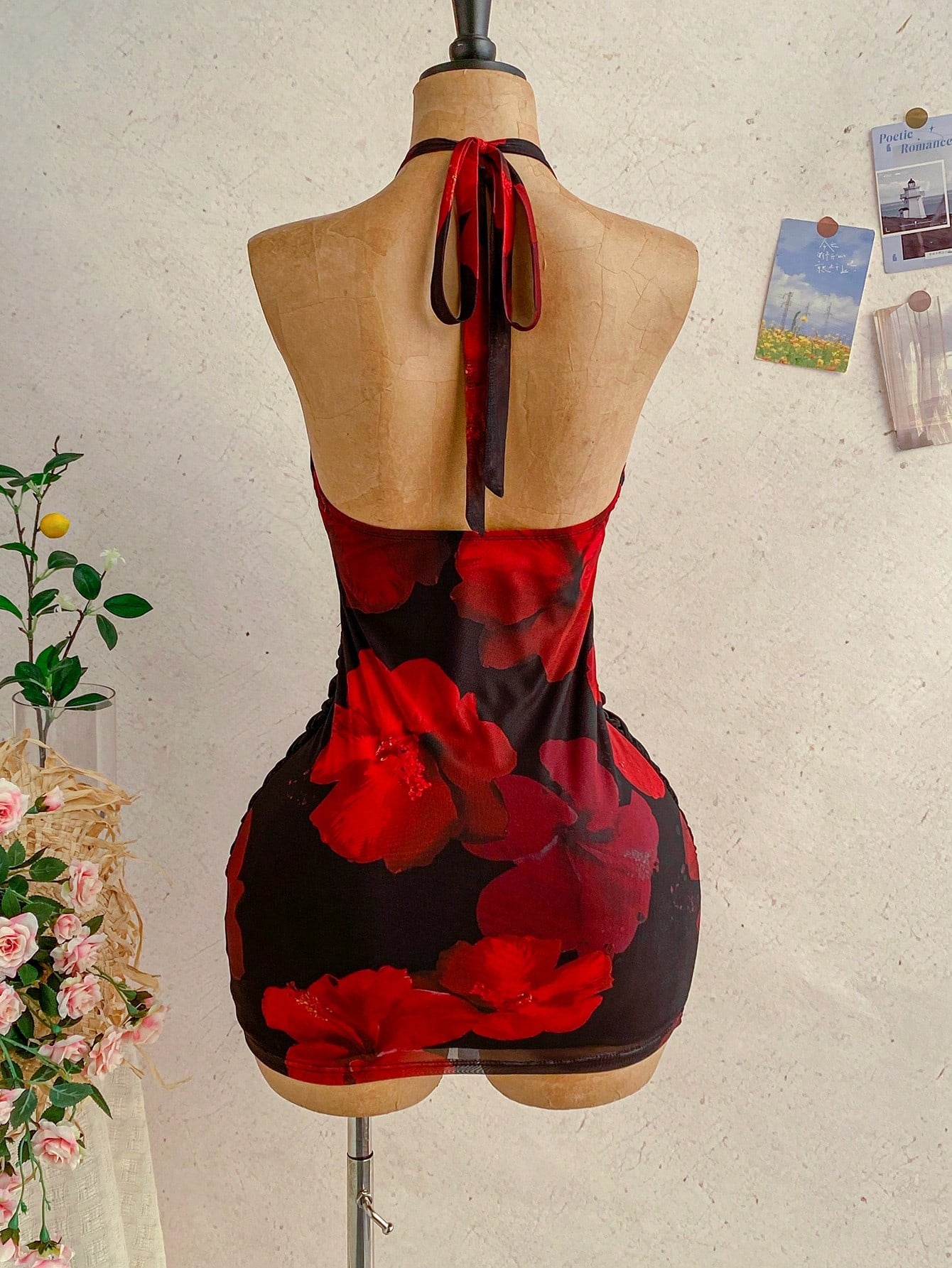 Ure Wave Women's Casual Vacation Sexy Ribbon Halter Bowknot Ruched