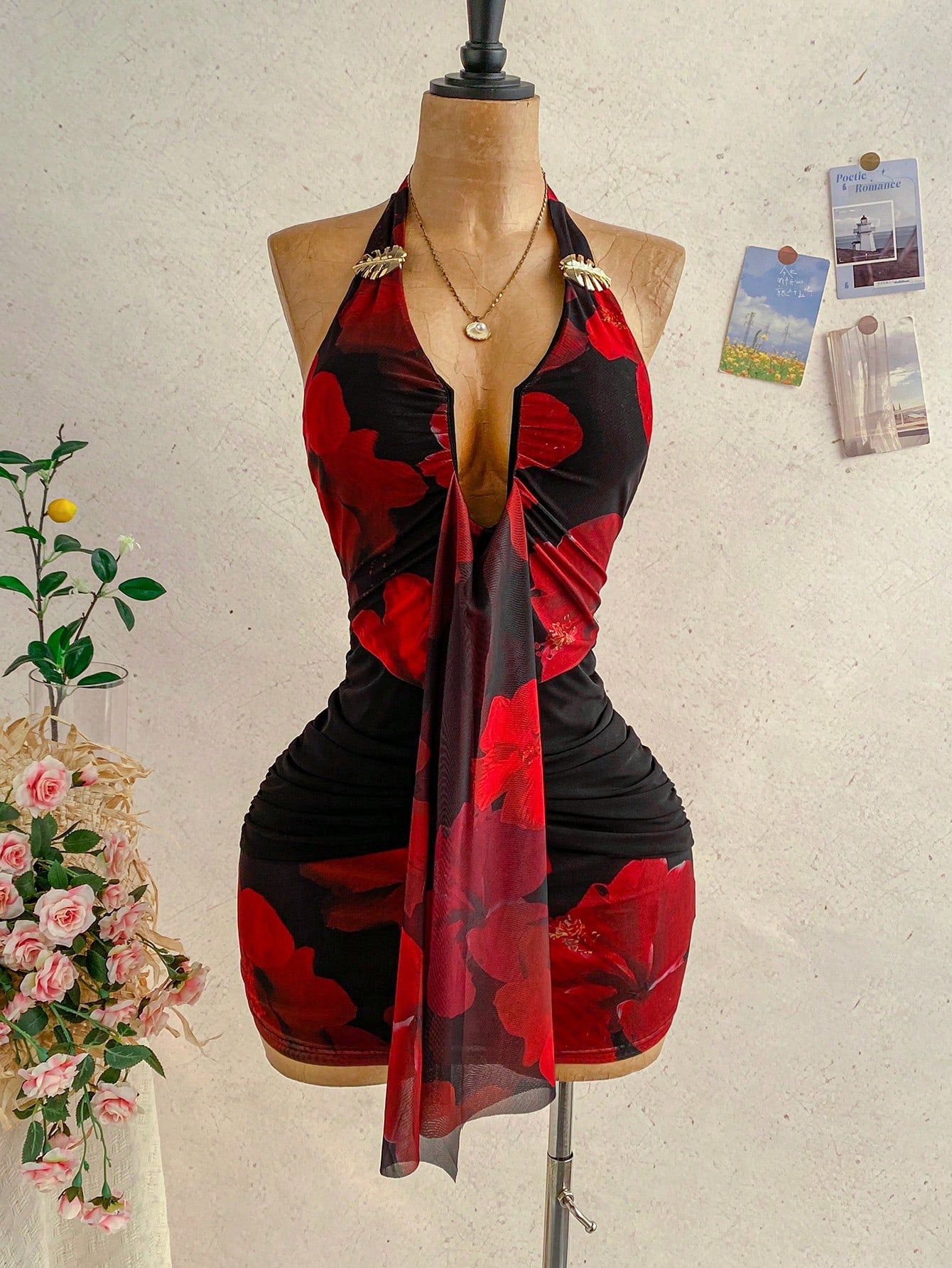Ure Wave Women's Casual Vacation Sexy Ribbon Halter Bowknot Ruched