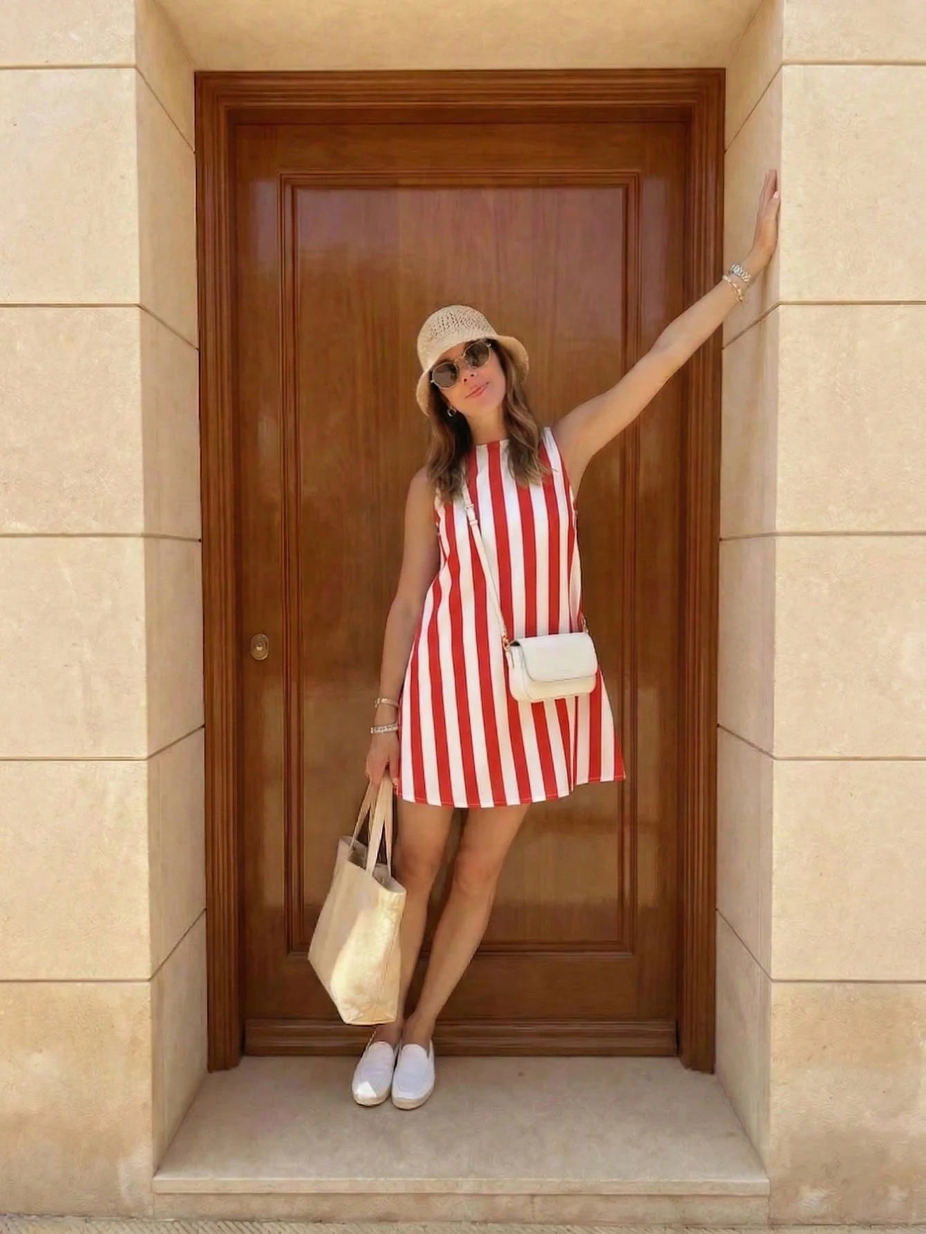 A-Line Casual Women's Short Dress, Summer Striped Minimalist Vacation
