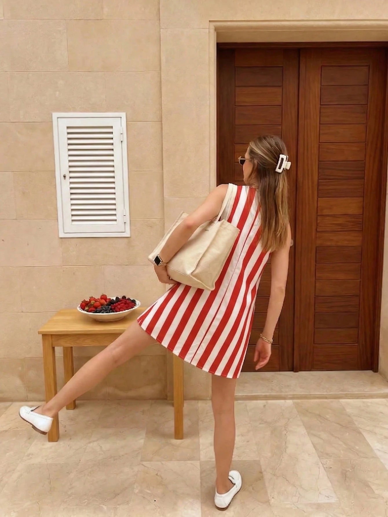 A-Line Casual Women's Short Dress, Summer Striped Minimalist Vacation