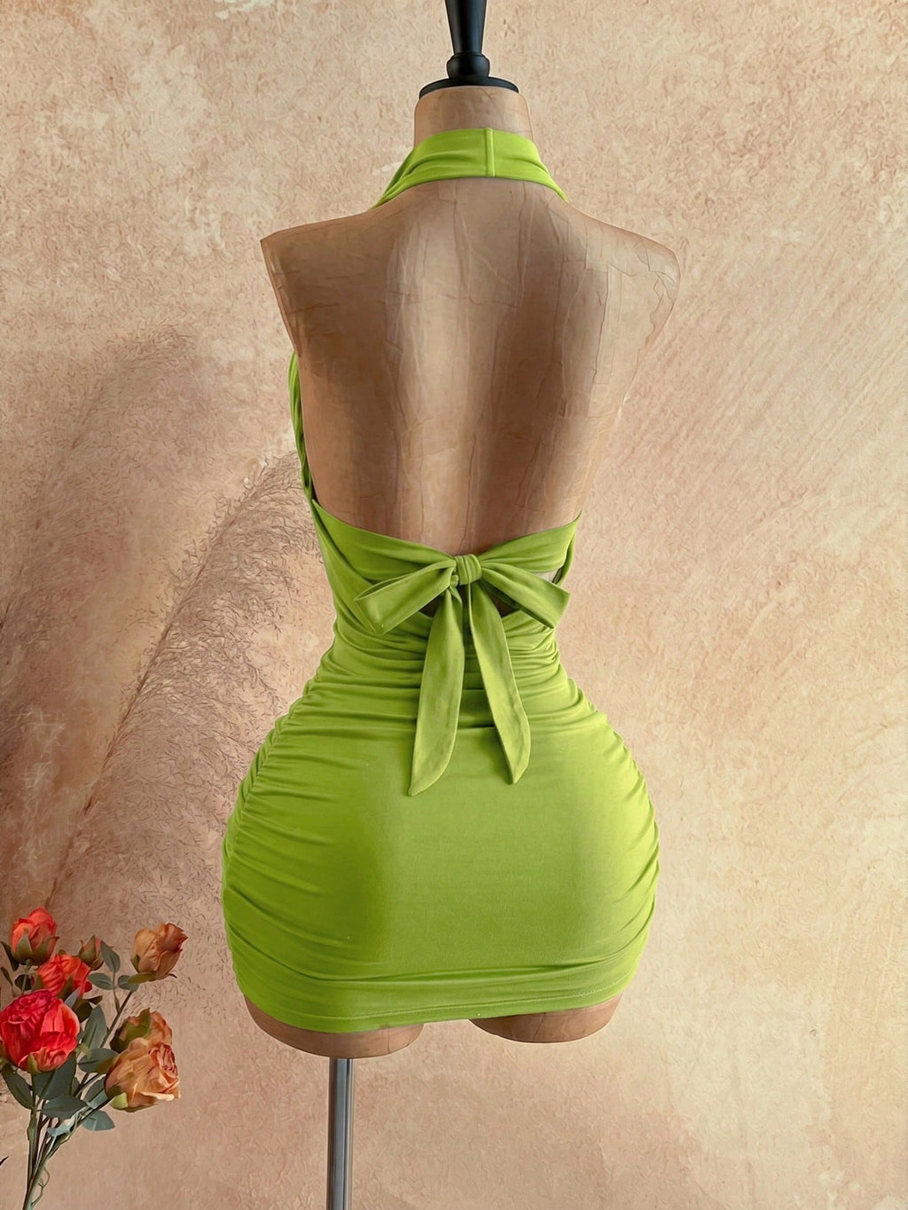 Soleia Women's Cowl Neck Backless Halter Mini Dress,No Breast Pads - image 12